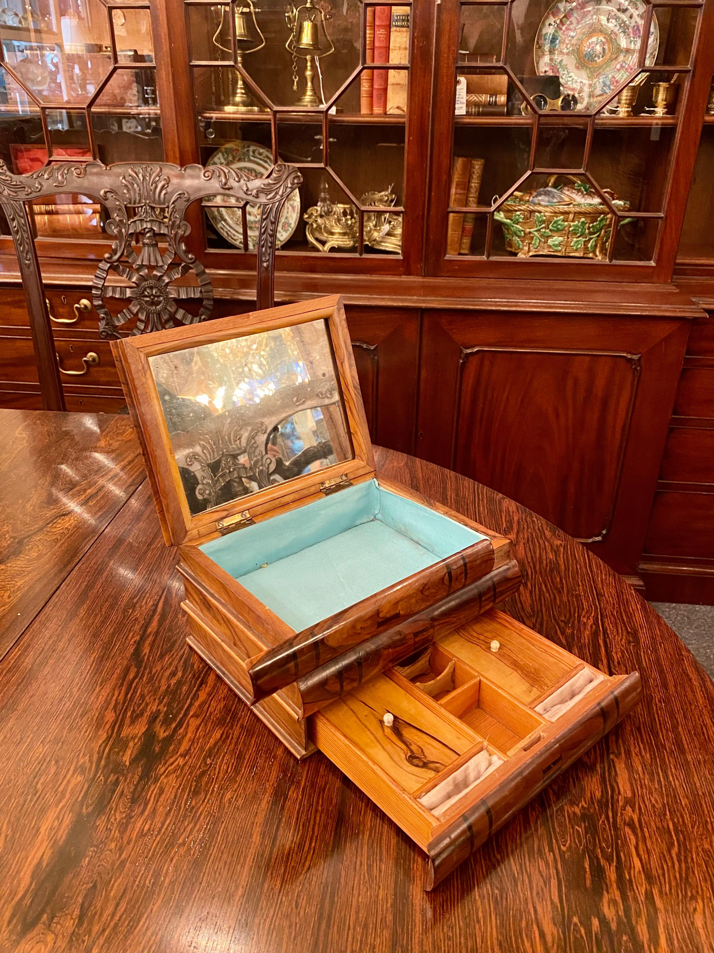 Antique English Victorian Burled Black Walnut Jewelry Puzzle Box, circa 1870's 7