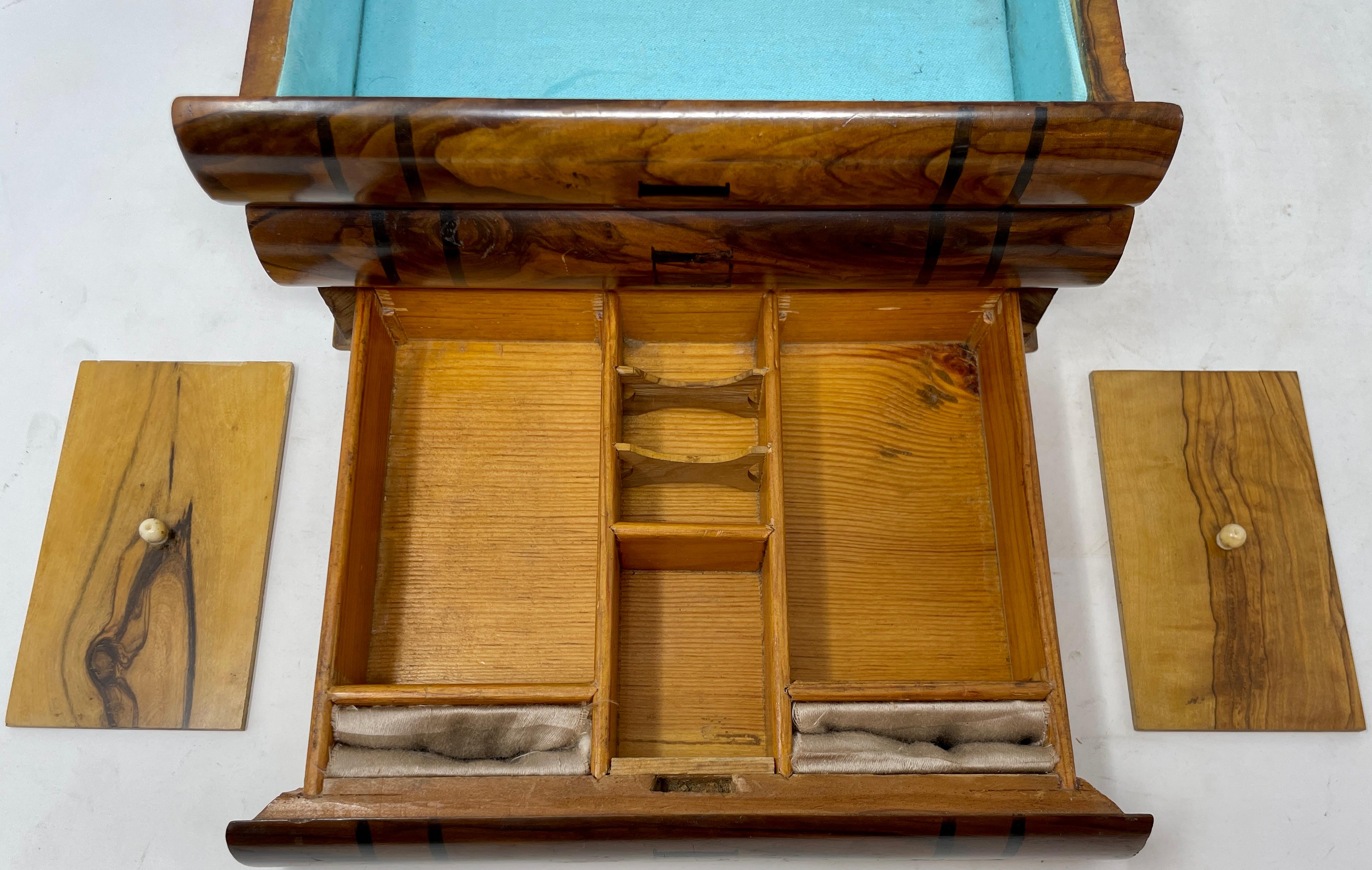 Antique English Victorian Burled Black Walnut Jewelry Puzzle Box, circa 1870's 3