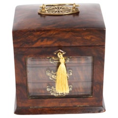 Antique English Victorian Burr Walnut Jewellery casket 19th Century