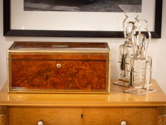 Antike englische viktorianische Wurzelnussholz-Schreibkasten aus Wurzelholz mit geheimem Fach mit Schrank