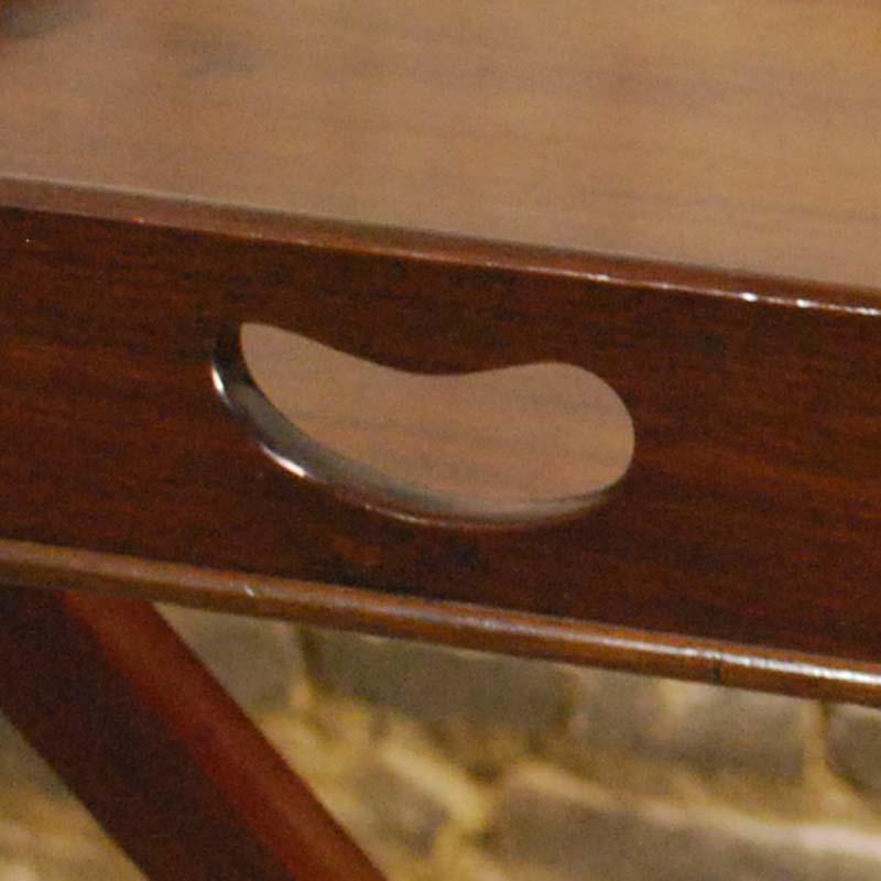 Antique English Victorian Butler's Tray Table in Mahogany on Folding Stand 2