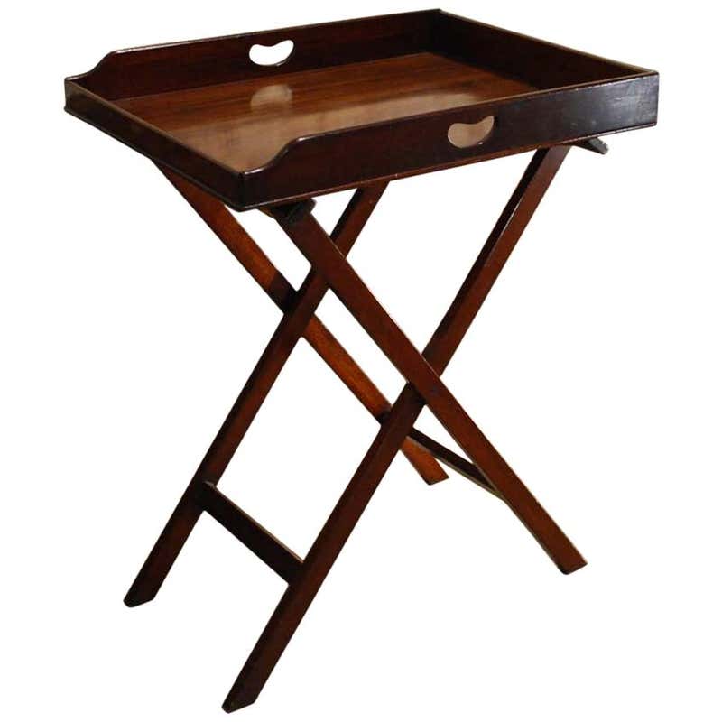 Antique English Victorian Butler's Tray Table in Mahogany on Folding ...