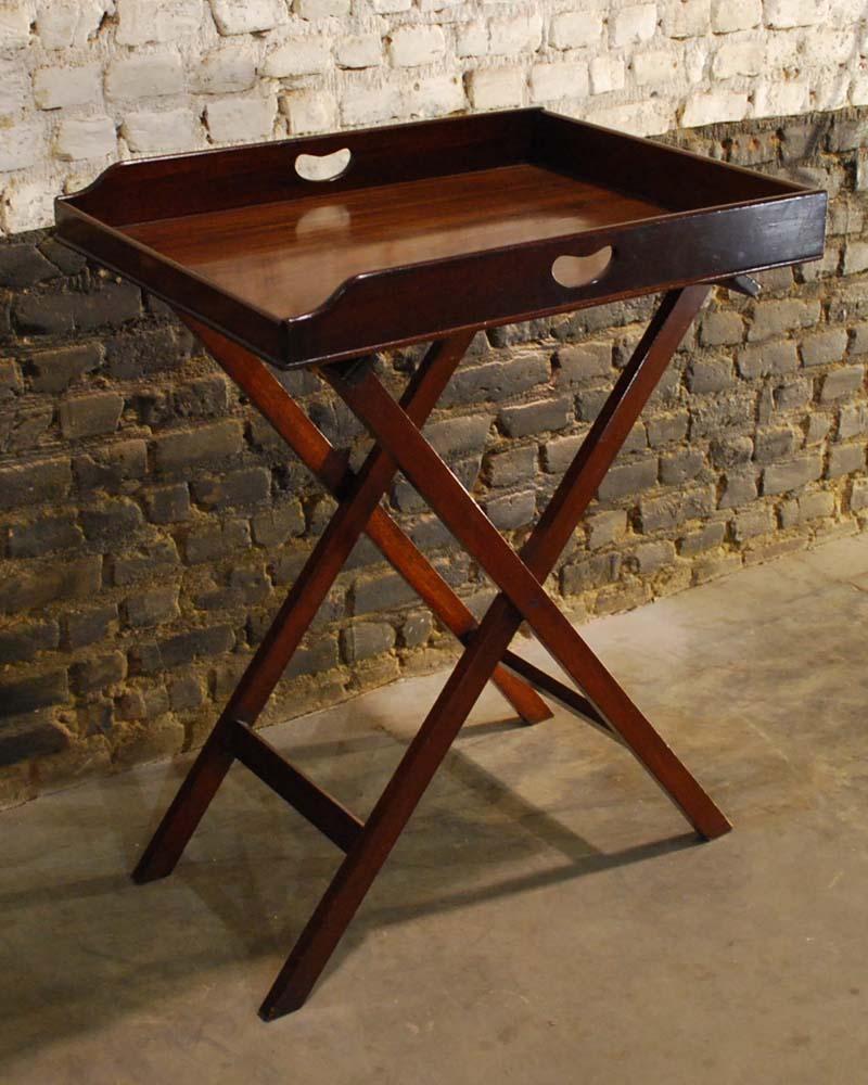 Beautiful quality Victorian Butlers tray on a stand in solid mahogany. 
It has a good size tray with a single piece of mahogany timber tot he base of the tray. The tray is dovetailed and features classic carry handle apertures. It is classically