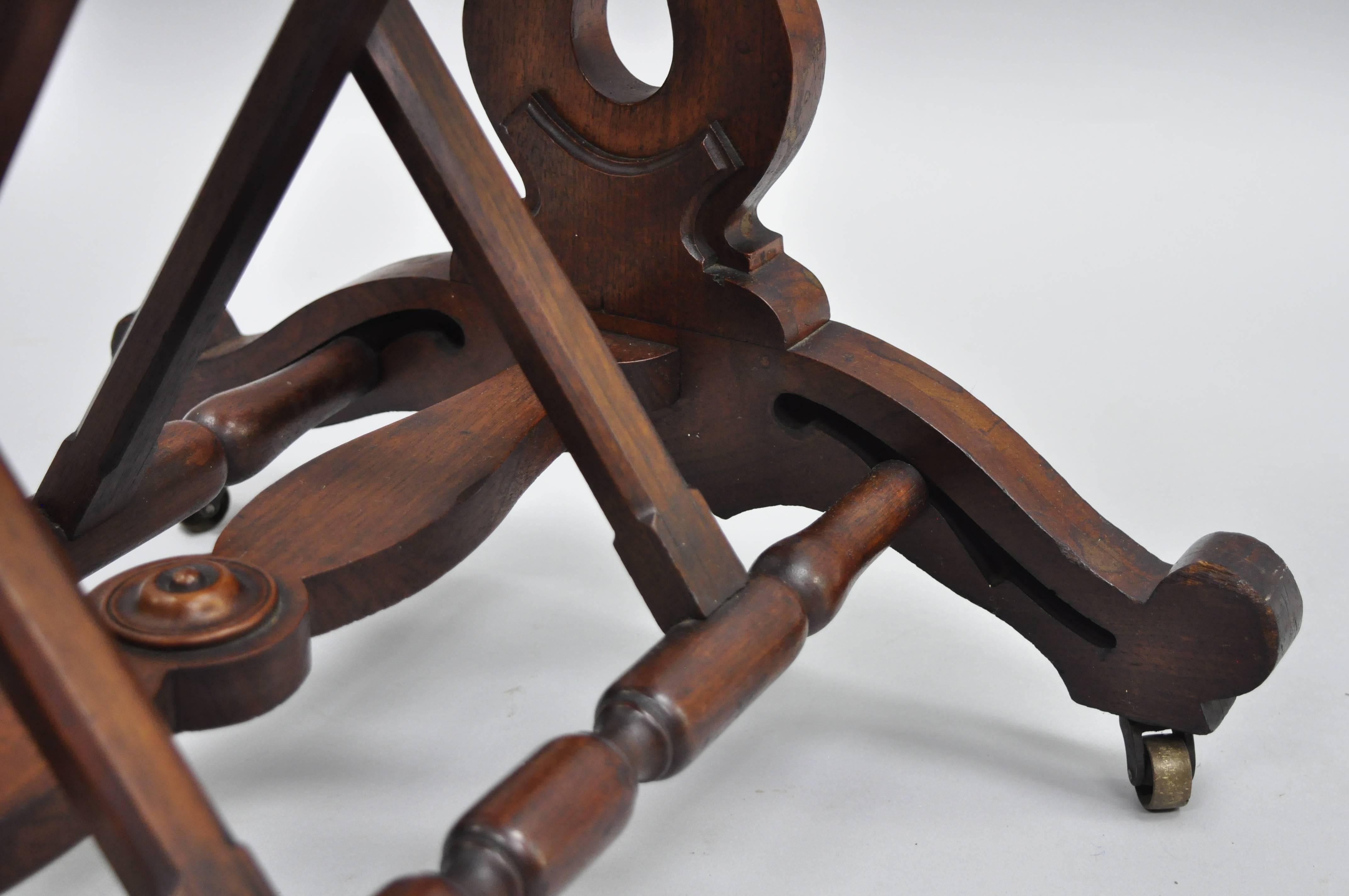 Antique English Victorian Carved Walnut Adjustable Print or Book Stand 5