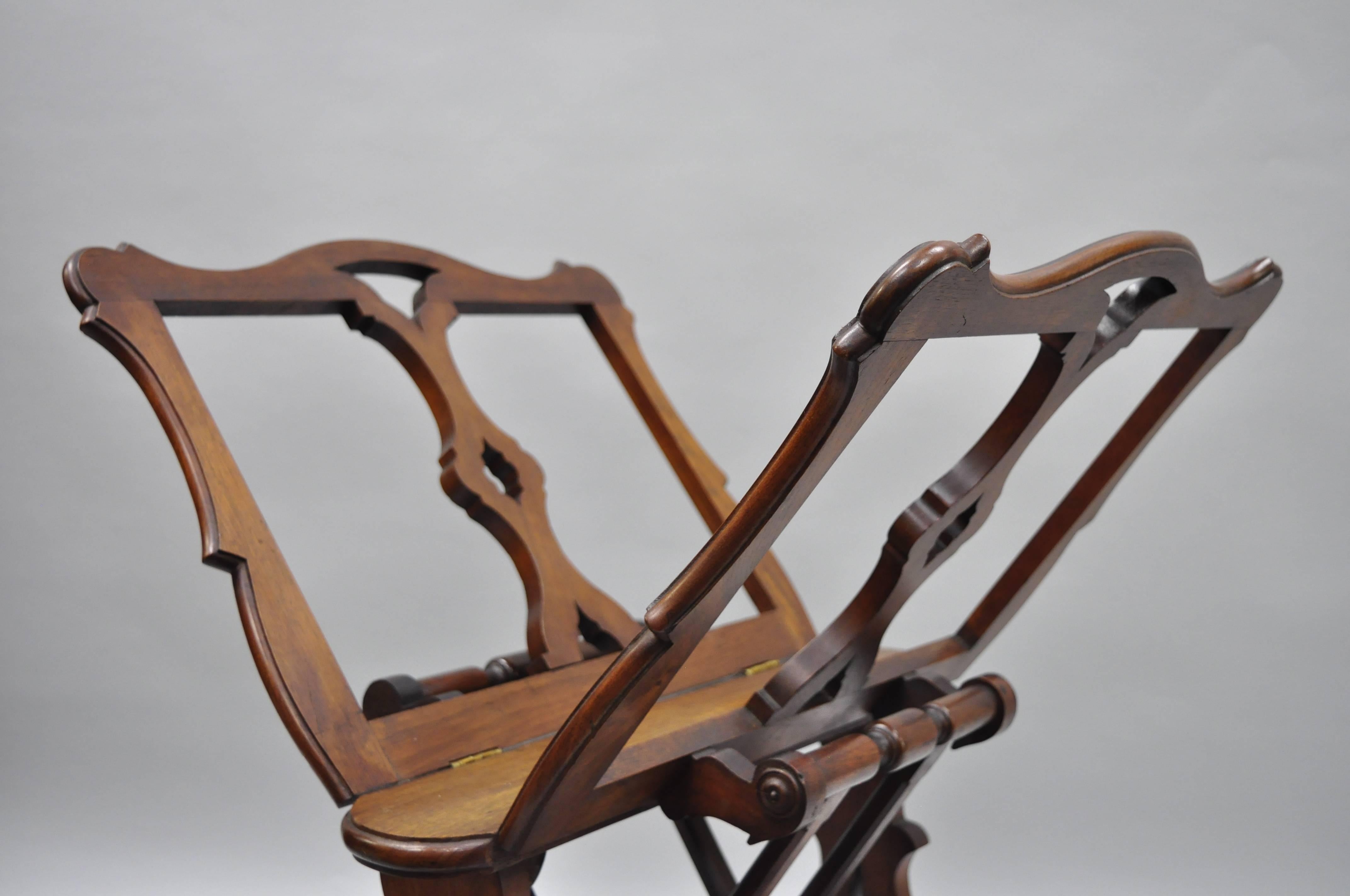 Antique English Victorian Carved Walnut Adjustable Print or Book Stand 6