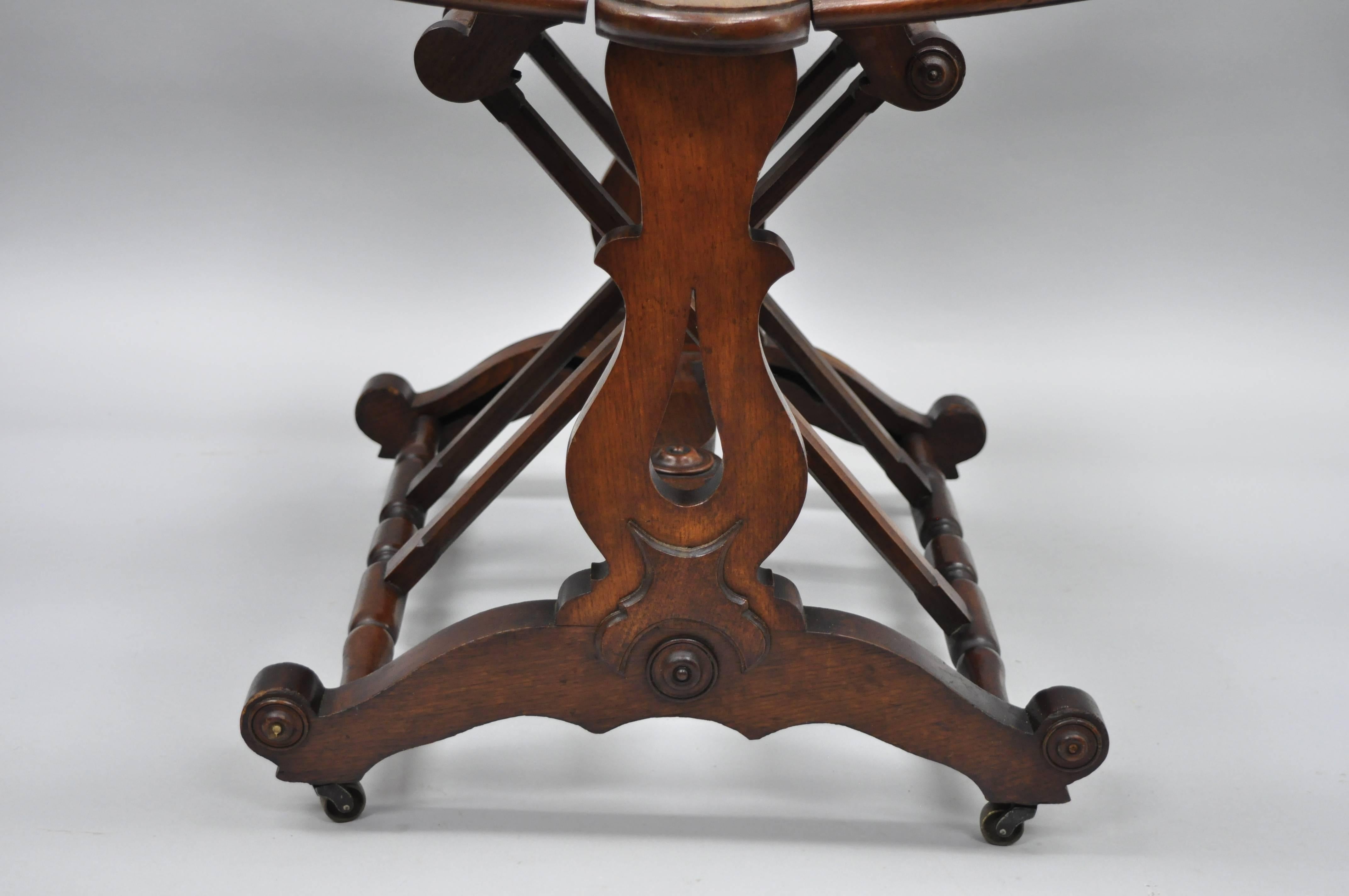 Antique English Victorian Carved Walnut Adjustable Print or Book Stand 2