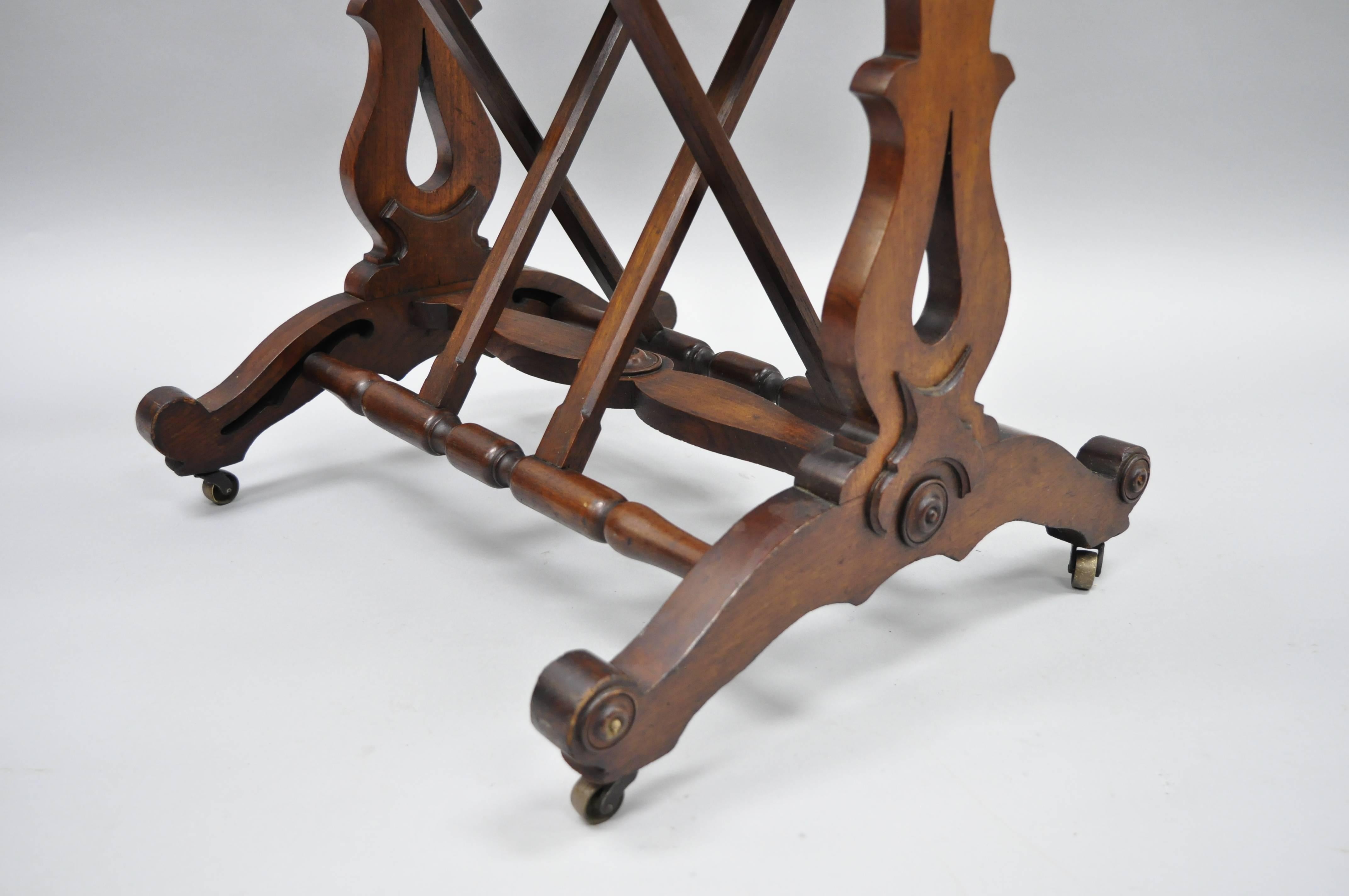 Antique English Victorian Carved Walnut Adjustable Print or Book Stand 3