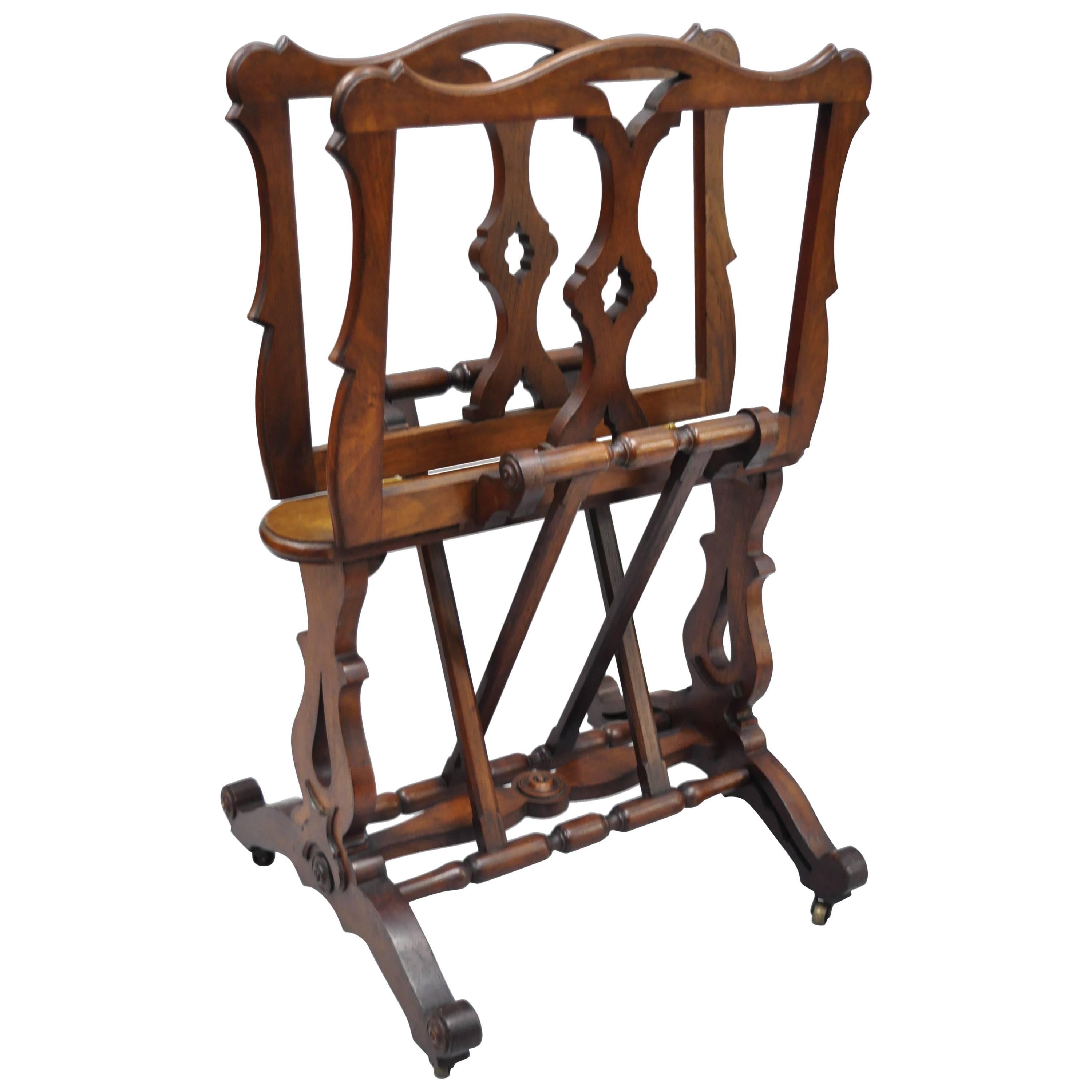 Antique English Victorian Carved Walnut Adjustable Print or Book Stand