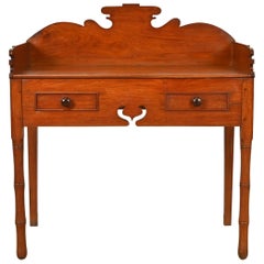Antique English Victorian Carved Walnut Writing Desk or Console Table