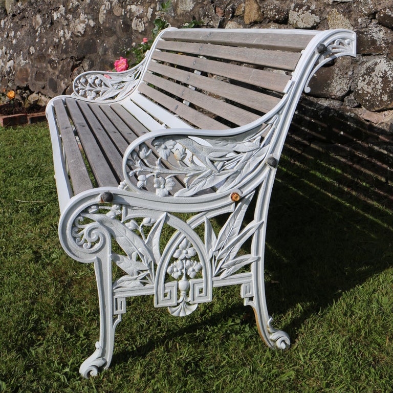 Antique English Victorian Cast Iron Garden Seat/Bench by the John Finch