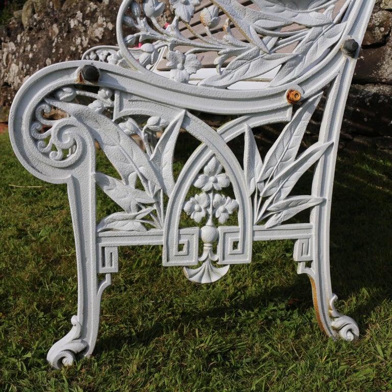 Antique English Victorian Cast Iron Garden Seat/Bench by the John Finch