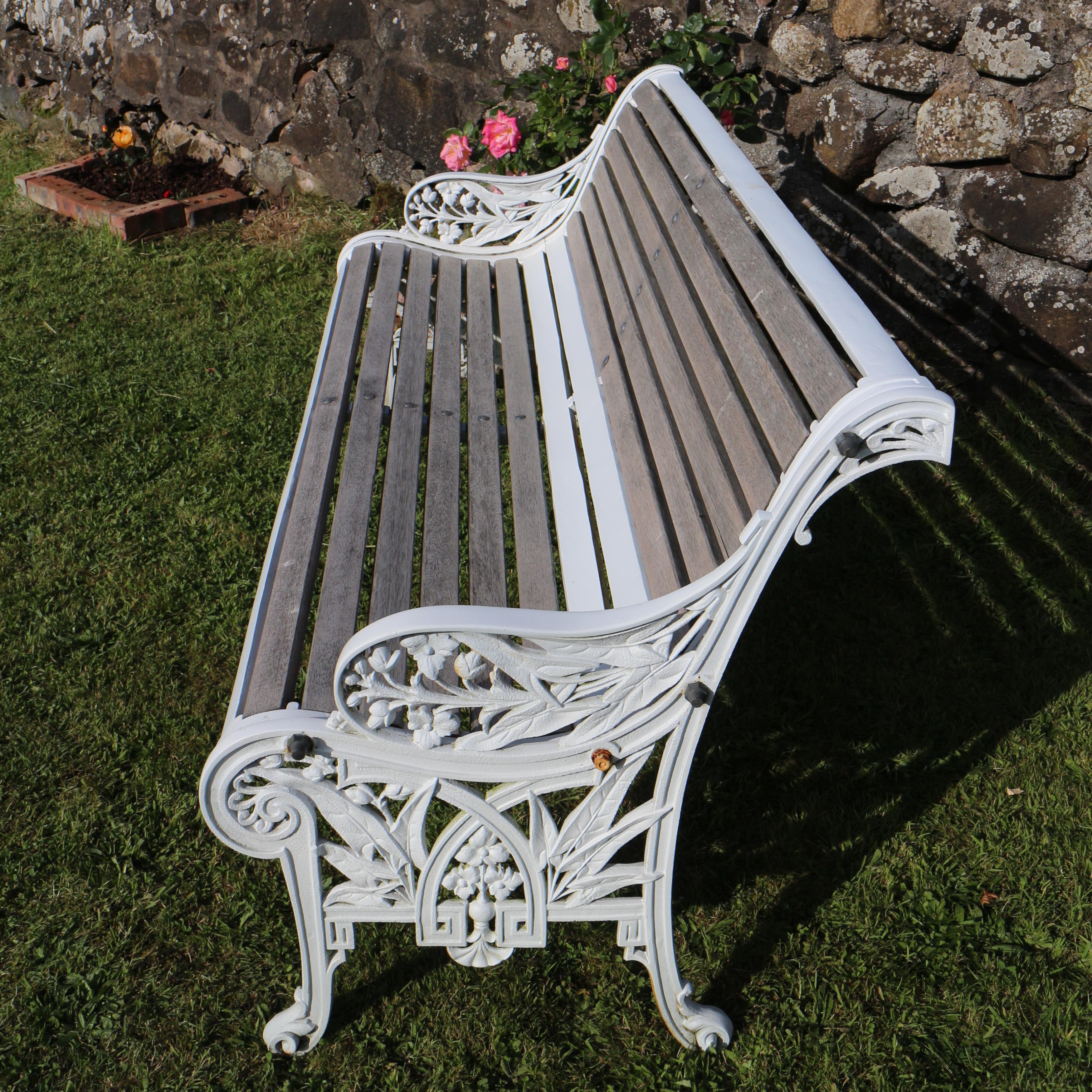 Antique English Victorian Cast Iron Garden Seat/Bench by the John Finch Foundry For Sale 5