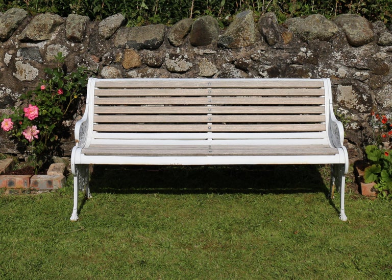 Antique English Victorian Cast Iron Garden Seat/Bench by the John Finch