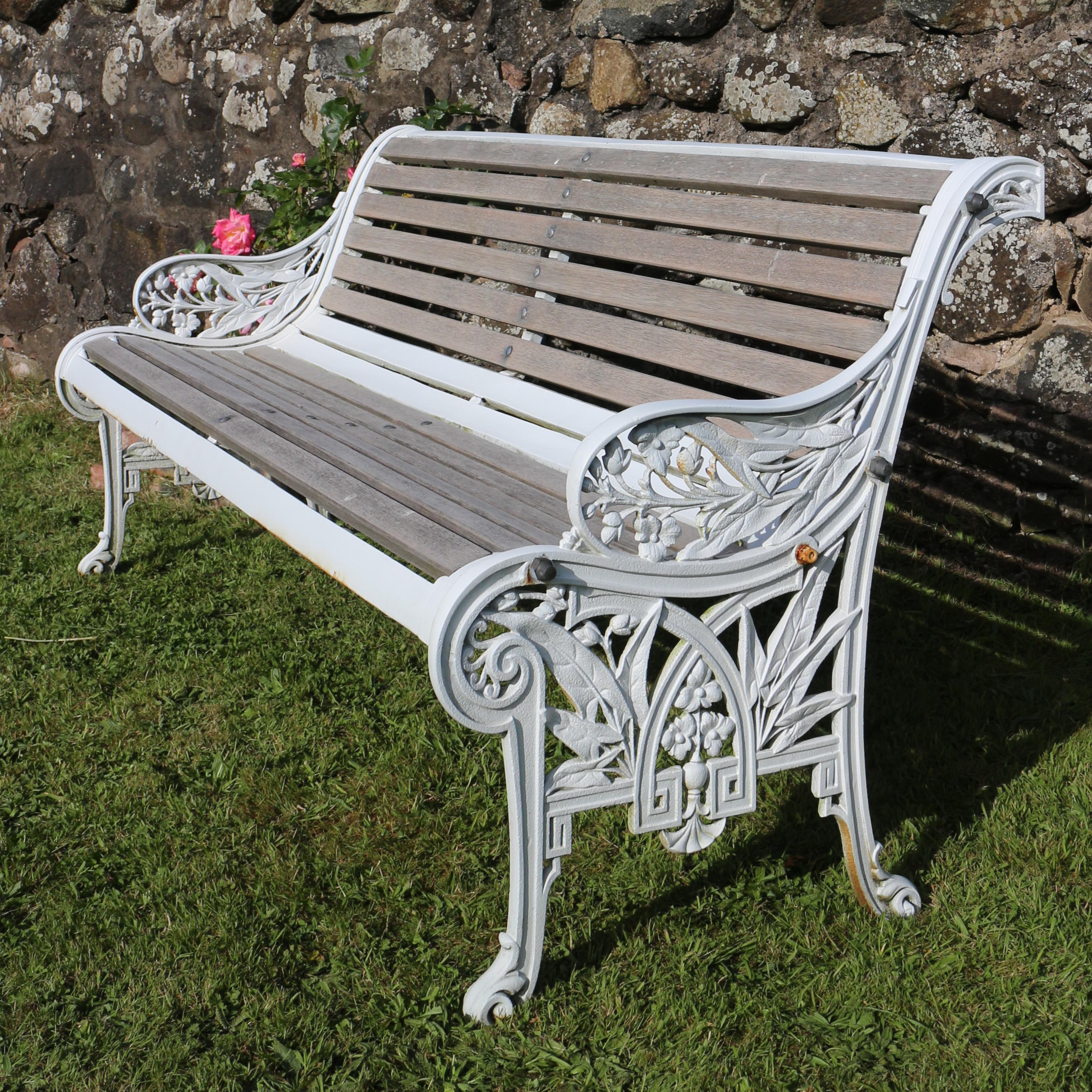 Aesthetic Movement Antique English Victorian Cast Iron Garden Seat/Bench by the John Finch Foundry For Sale