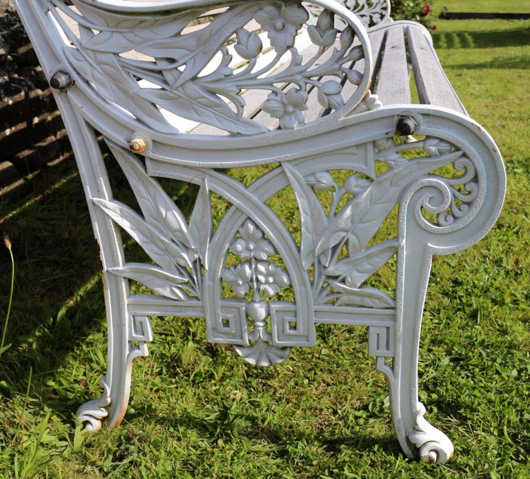 Antique English Victorian Cast Iron Garden Seat/Bench by the John Finch