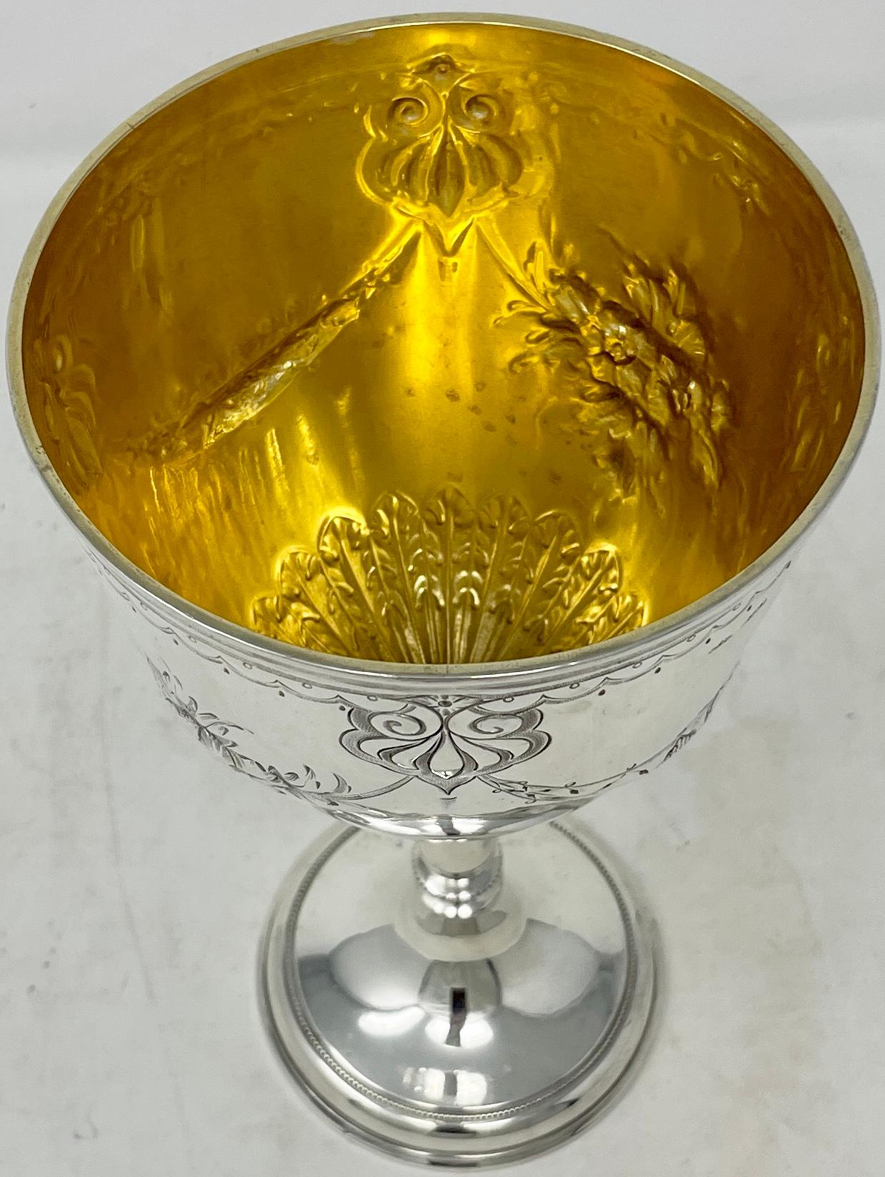 Antique English Victorian Chased Silver-Plated Goblet, Circa 1900. In Good Condition In New Orleans, LA