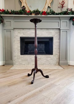 Antique English Victorian Chippendale Style Carved Mahogany Pedestal