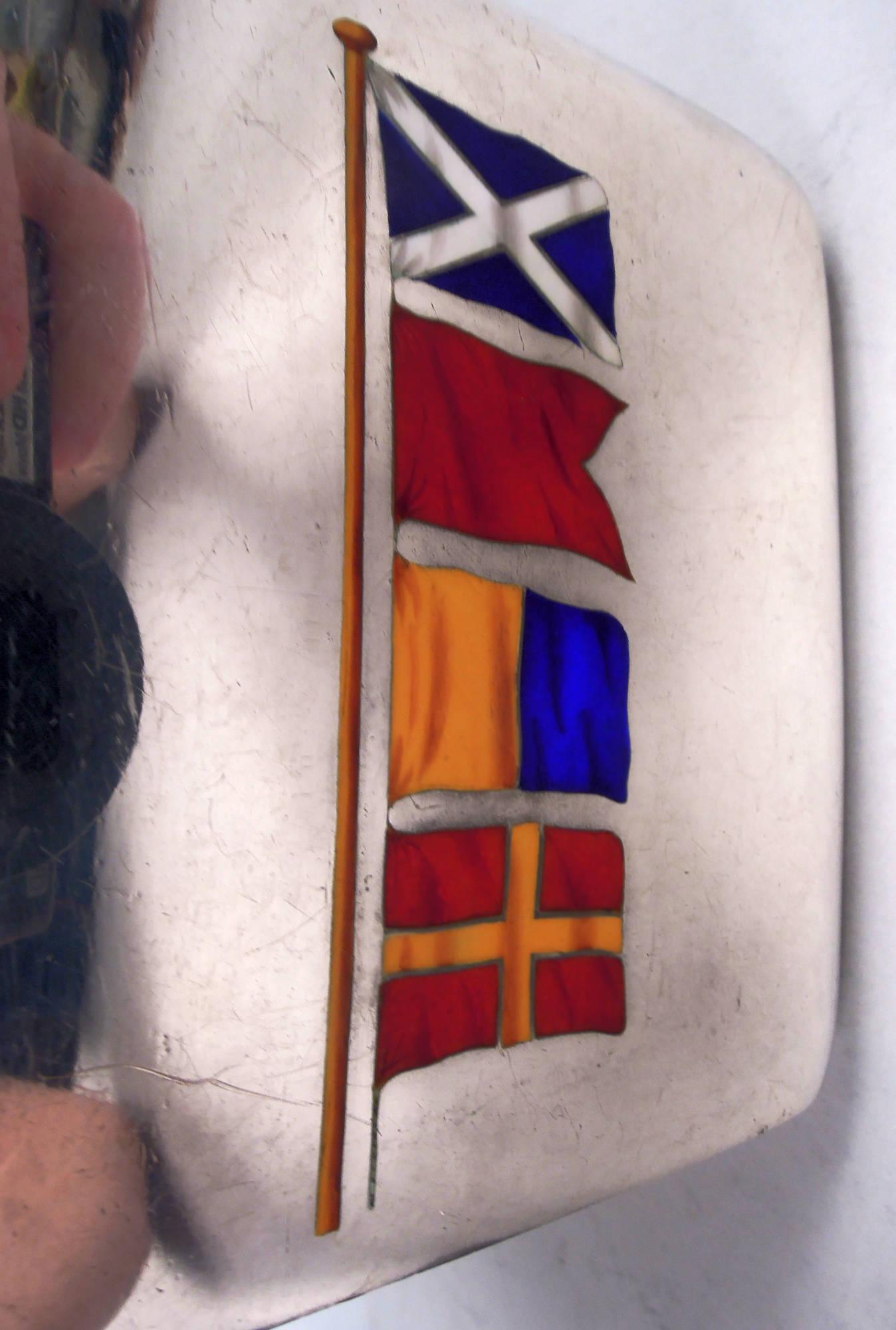 Late 19th Century Antique English Victorian Cigarette Case with Enameled Nautical Flags