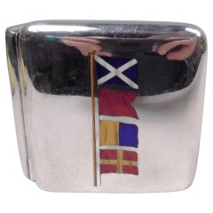 Antique English Victorian Cigarette Case with Enameled Nautical Flags