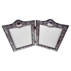 Cadre double diptyque antique de style victorien classique anglais