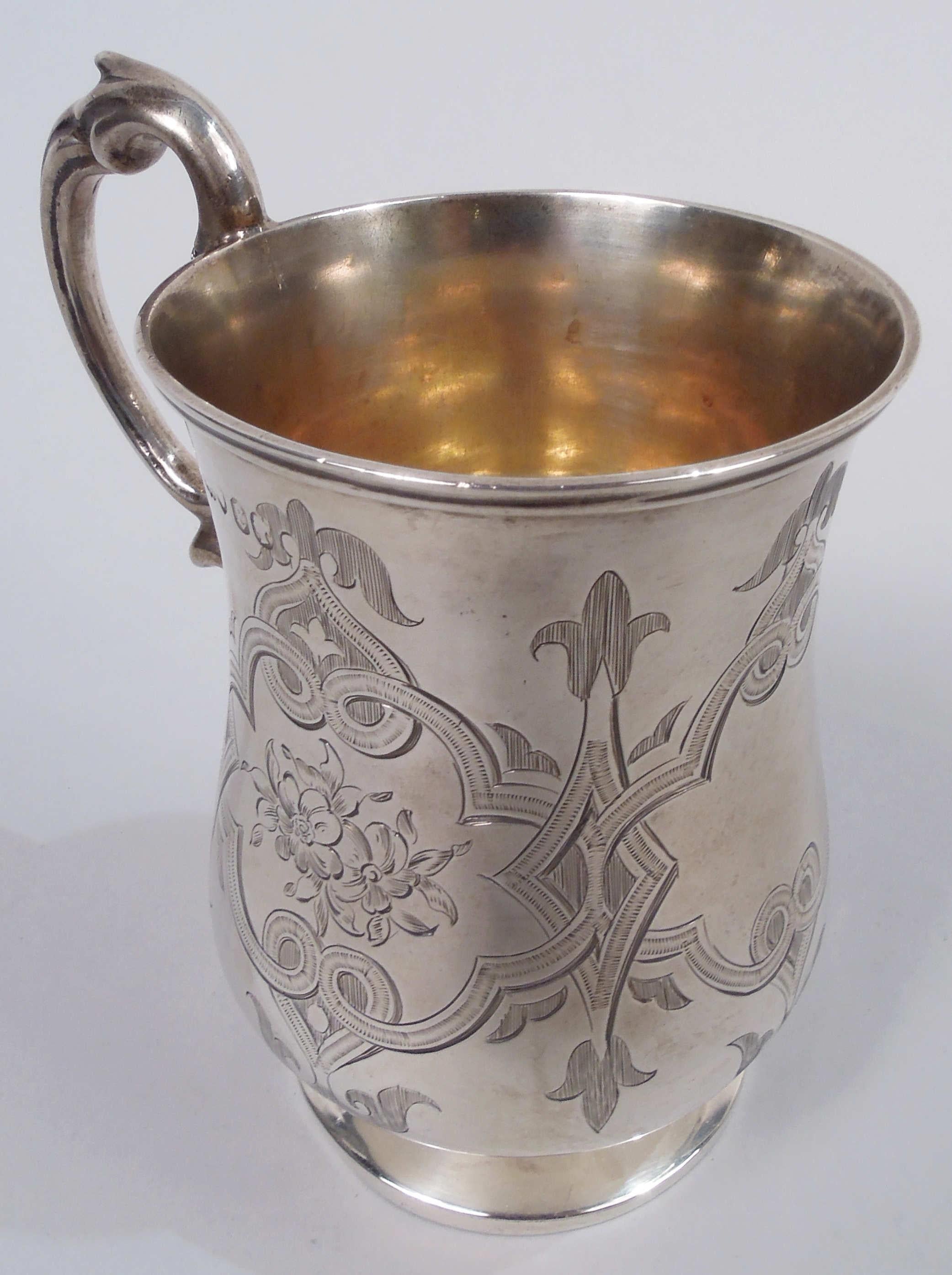 British Antique English Victorian Classical Sterling Silver Baby Cup, 1860 For Sale