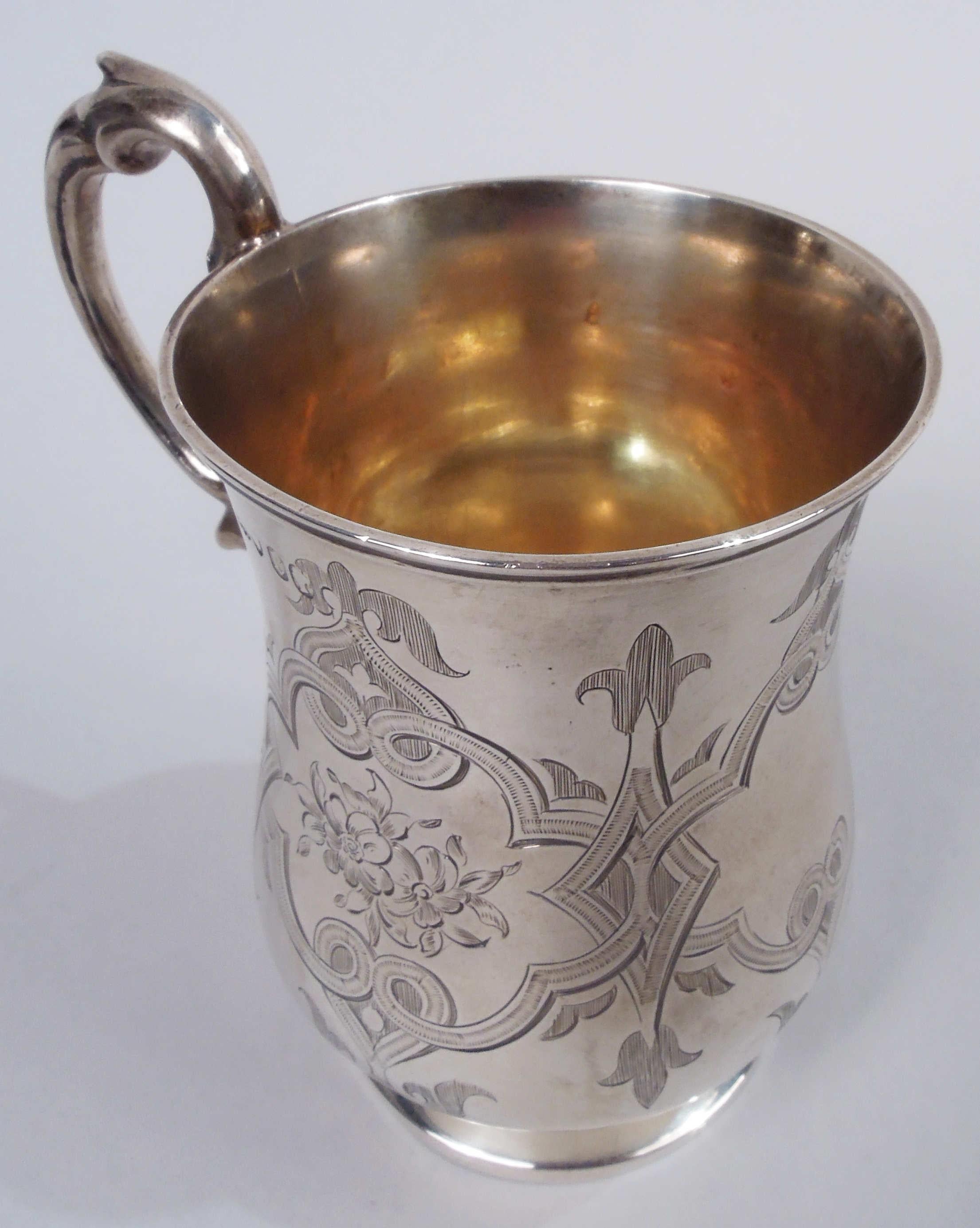 Antique English Victorian Classical Sterling Silver Baby Cup, 1860 In Good Condition For Sale In New York, NY