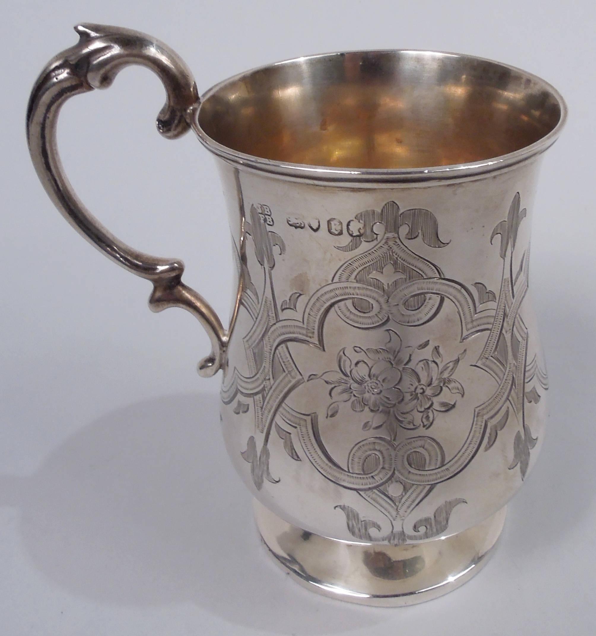 Mid-19th Century Antique English Victorian Classical Sterling Silver Baby Cup, 1860 For Sale