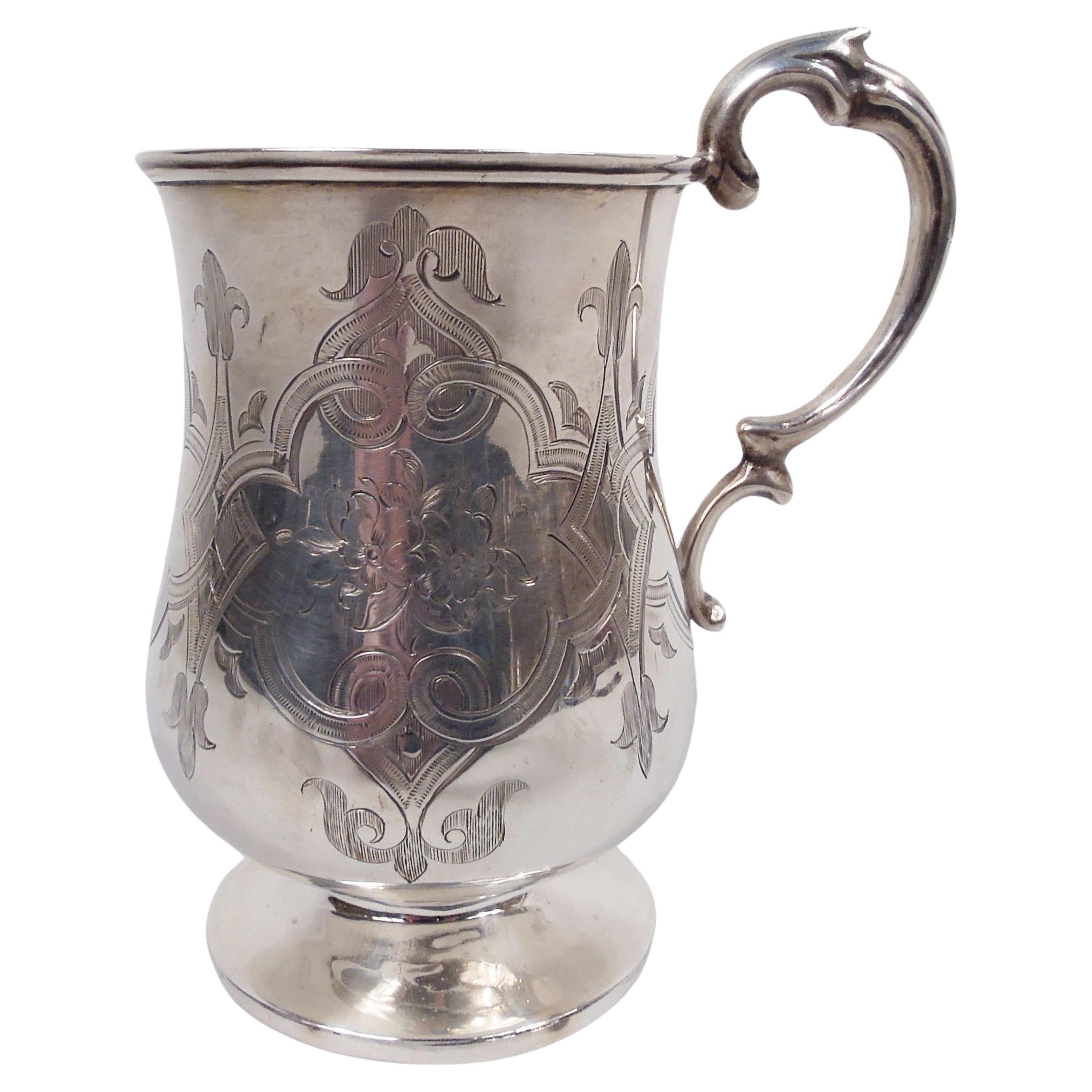 Antique English Victorian Classical Sterling Silver Baby Cup, 1860 For Sale