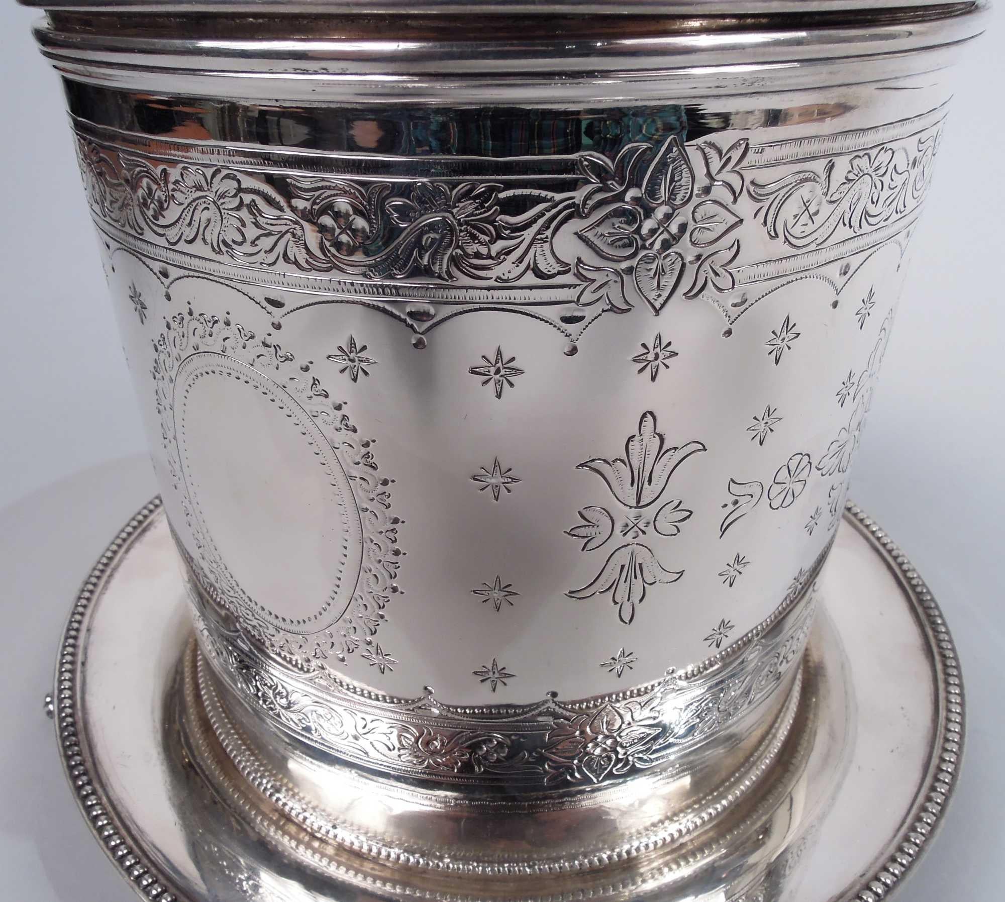 Antique English Victorian Classical Sterling Silver Biscuit Jar, 1872 For Sale 3