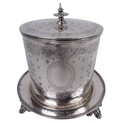 Antique English Victorian Classical Sterling Silver Biscuit Jar, 1872