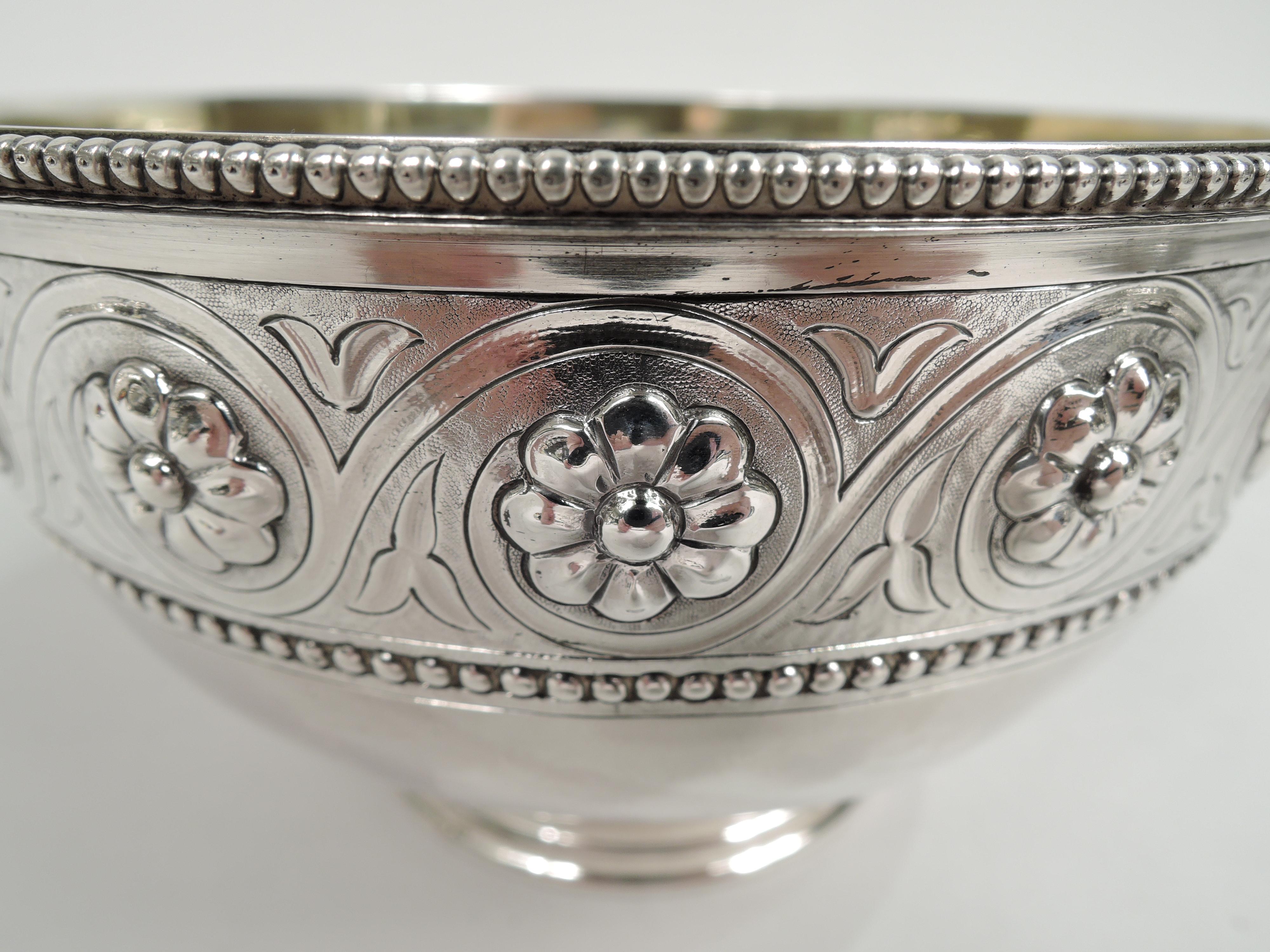 Antique English Victorian Classical Sterling Silver Bowl In Excellent Condition In New York, NY