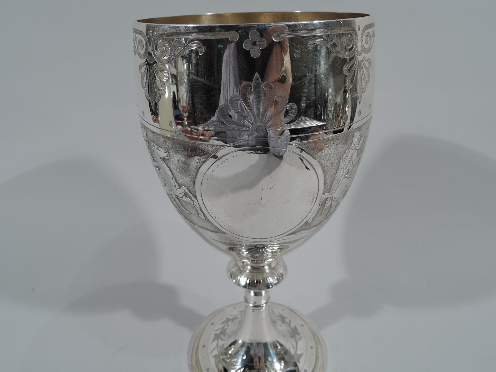 Neoclassical Revival Antique English Victorian Classical Sterling Silver Goblet Chalice