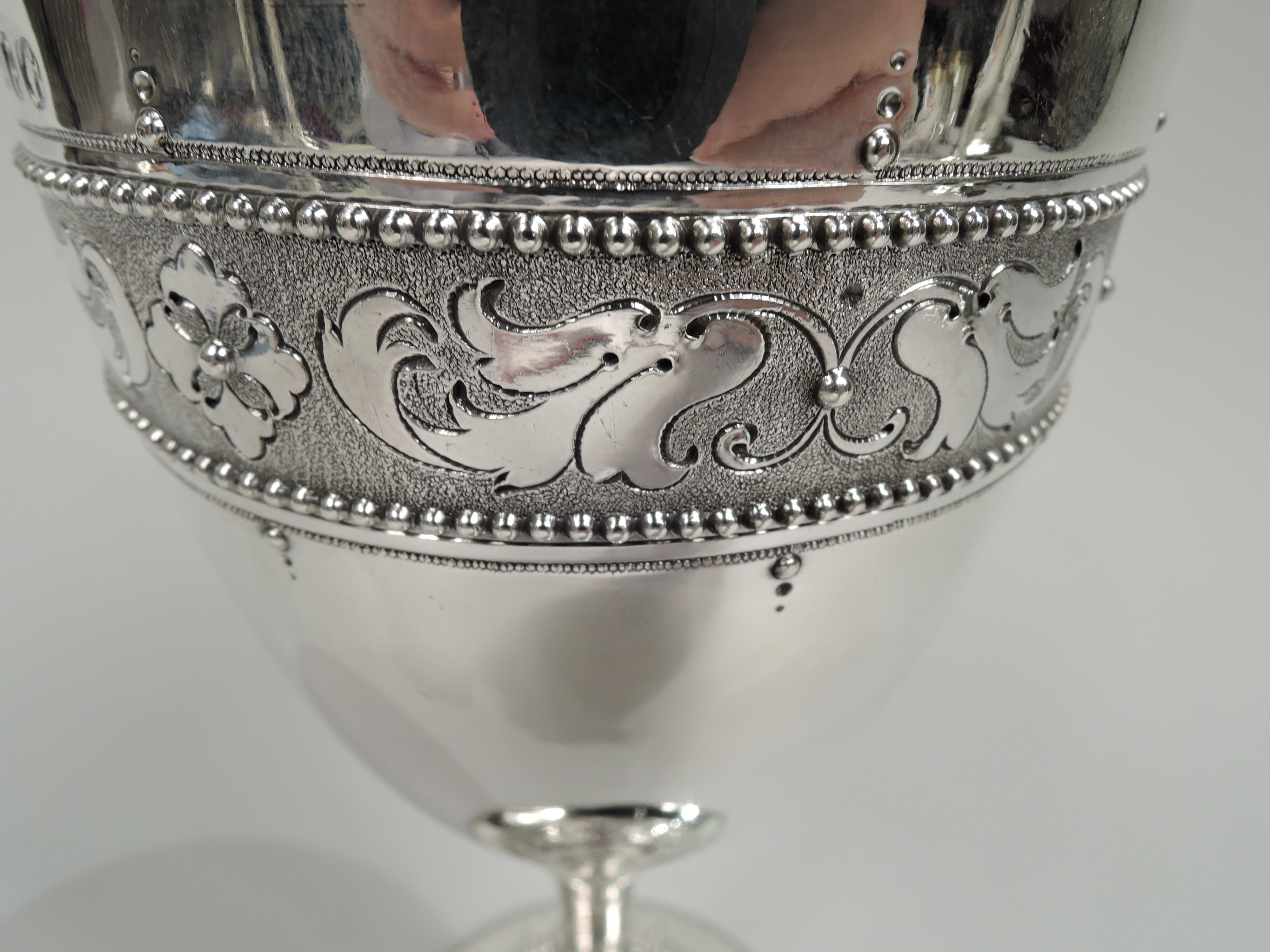 Antique English Victorian Classical Sterling Silver Goblet In Excellent Condition In New York, NY