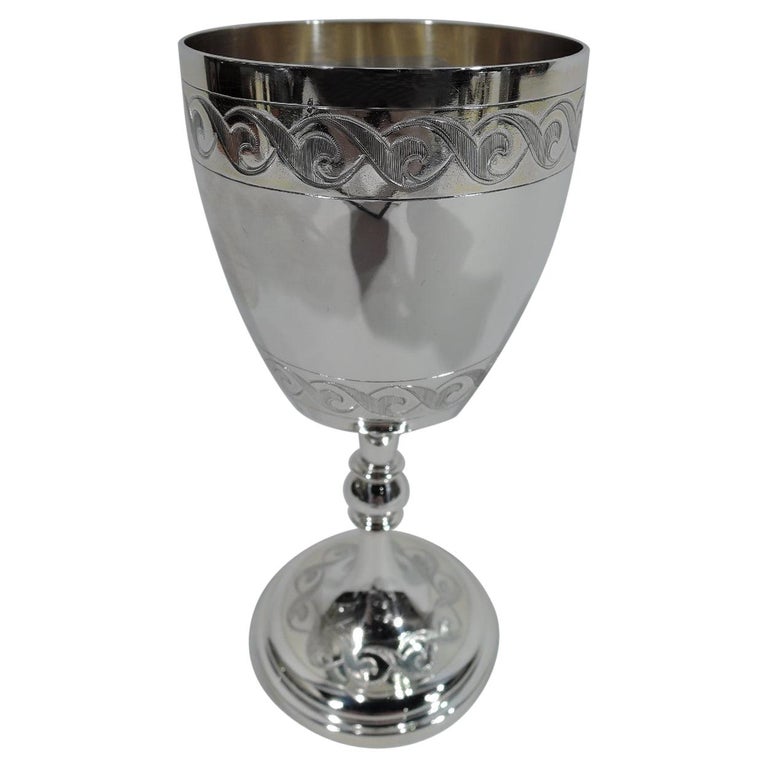 Antique English Victorian Classical Sterling Silver Goblet For Sale