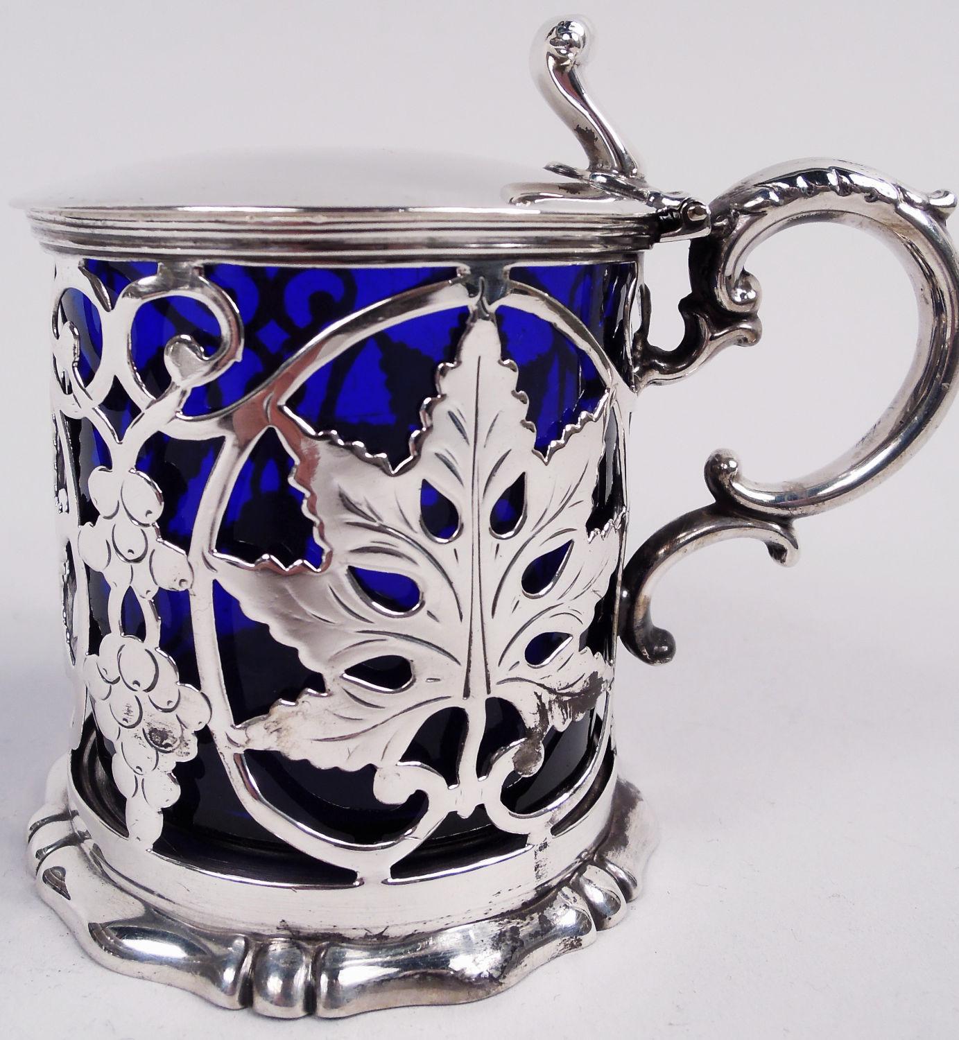 Antiguo tarro inglés victoriano clásico de plata de ley para mostaza, 1842 Victoriano en venta