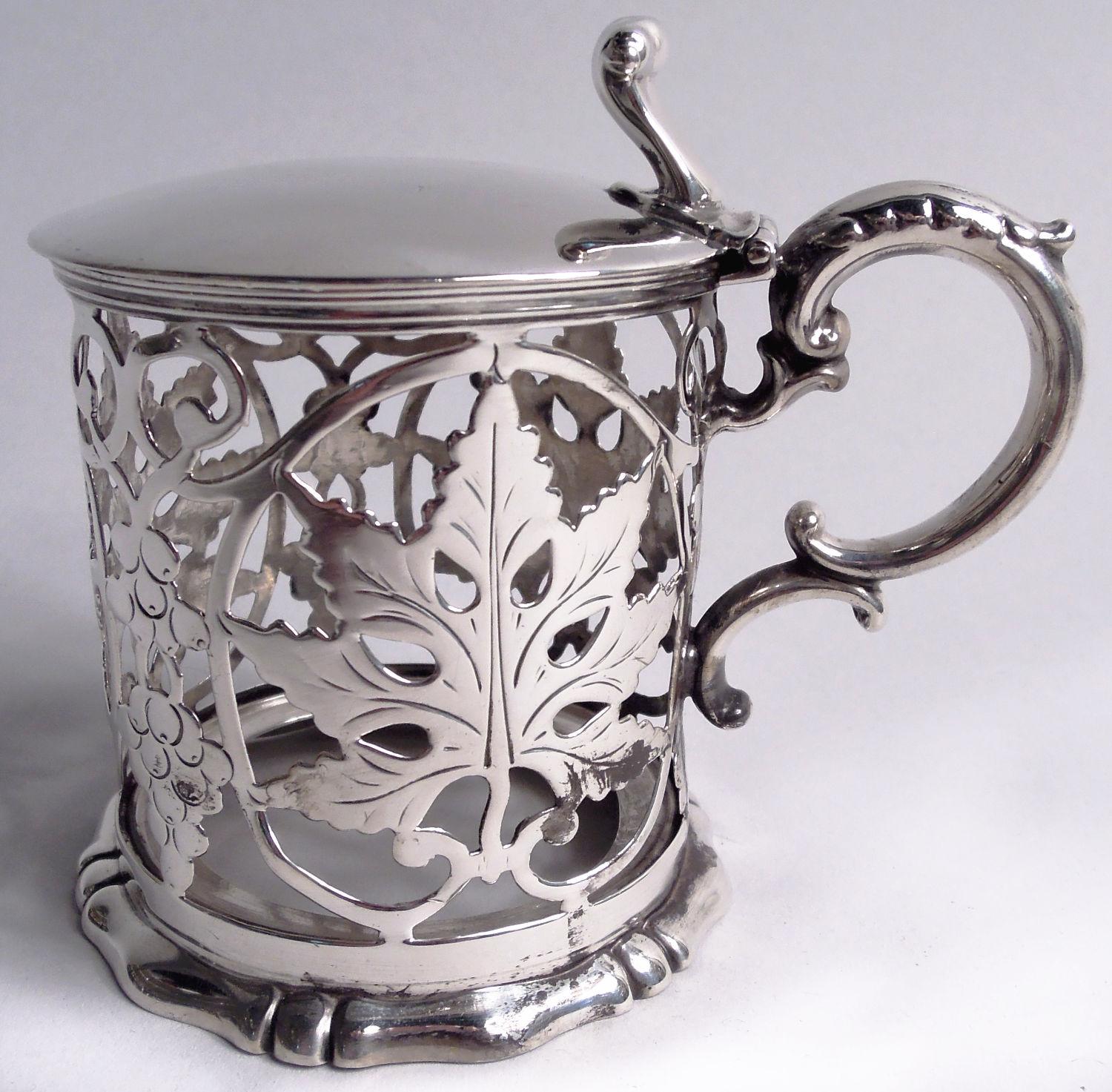 Antiguo tarro inglés victoriano clásico de plata de ley para mostaza, 1842 Plata esterlina en venta