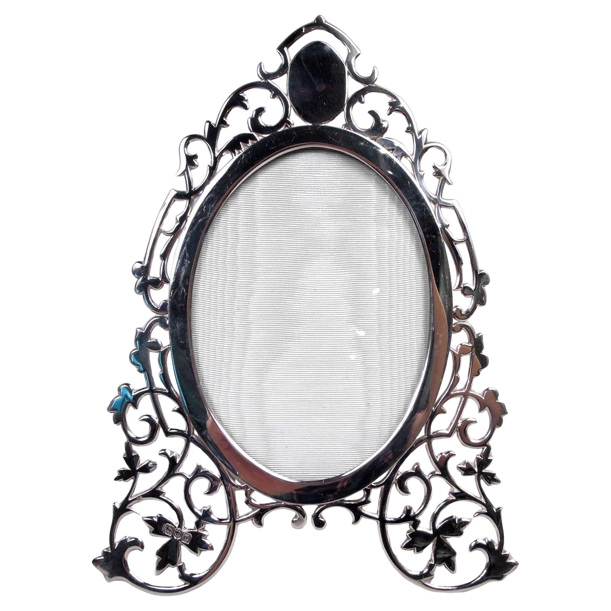 Antique English Victorian Classical Sterling Silver Picture Frame, 1898