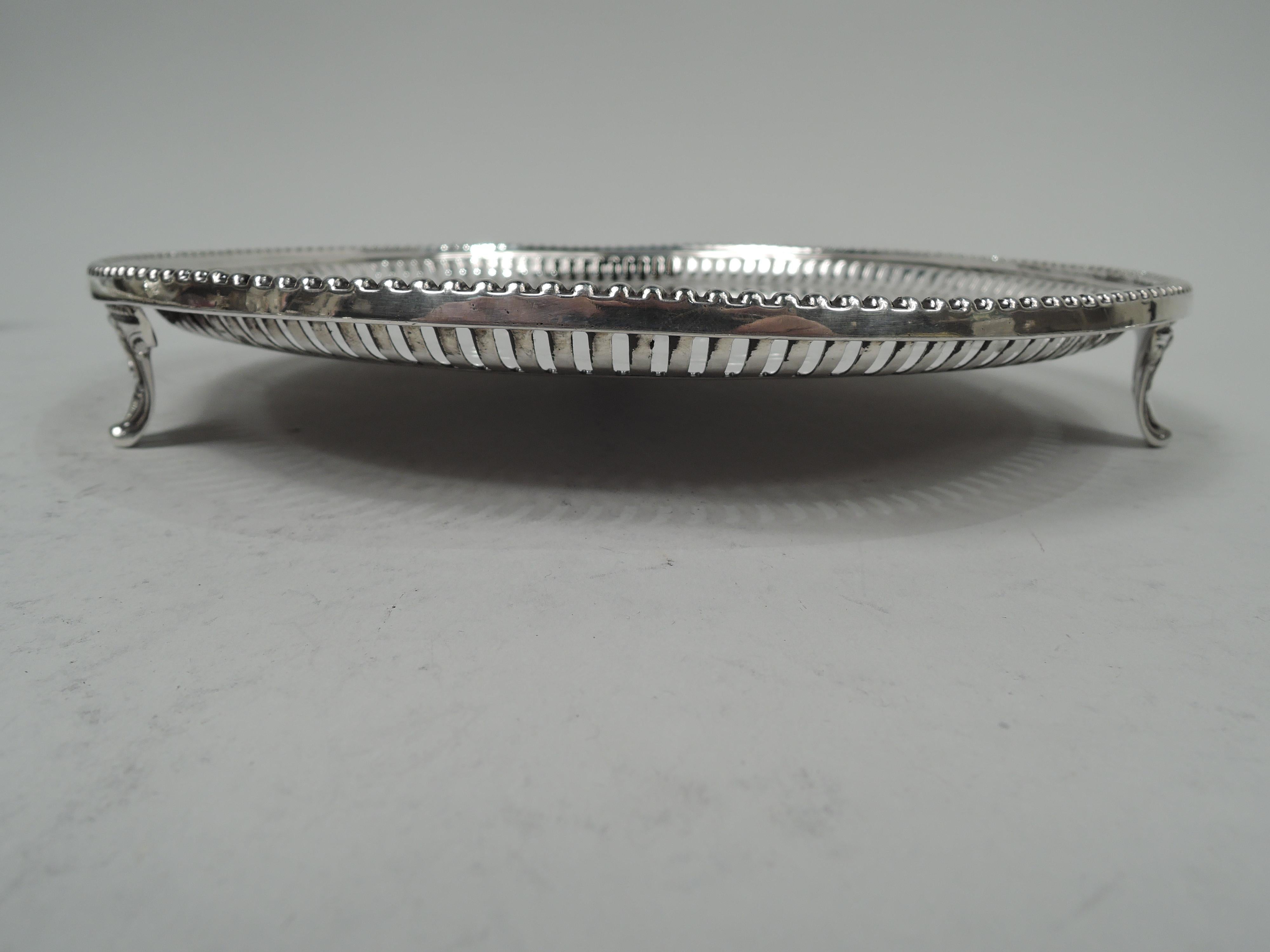 Antique English Victorian Classical Sterling Silver Salver Tray, 1867 ...