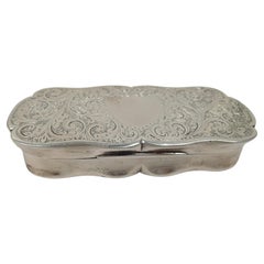 Antique English Victorian Classical Sterling Silver Snuffbox