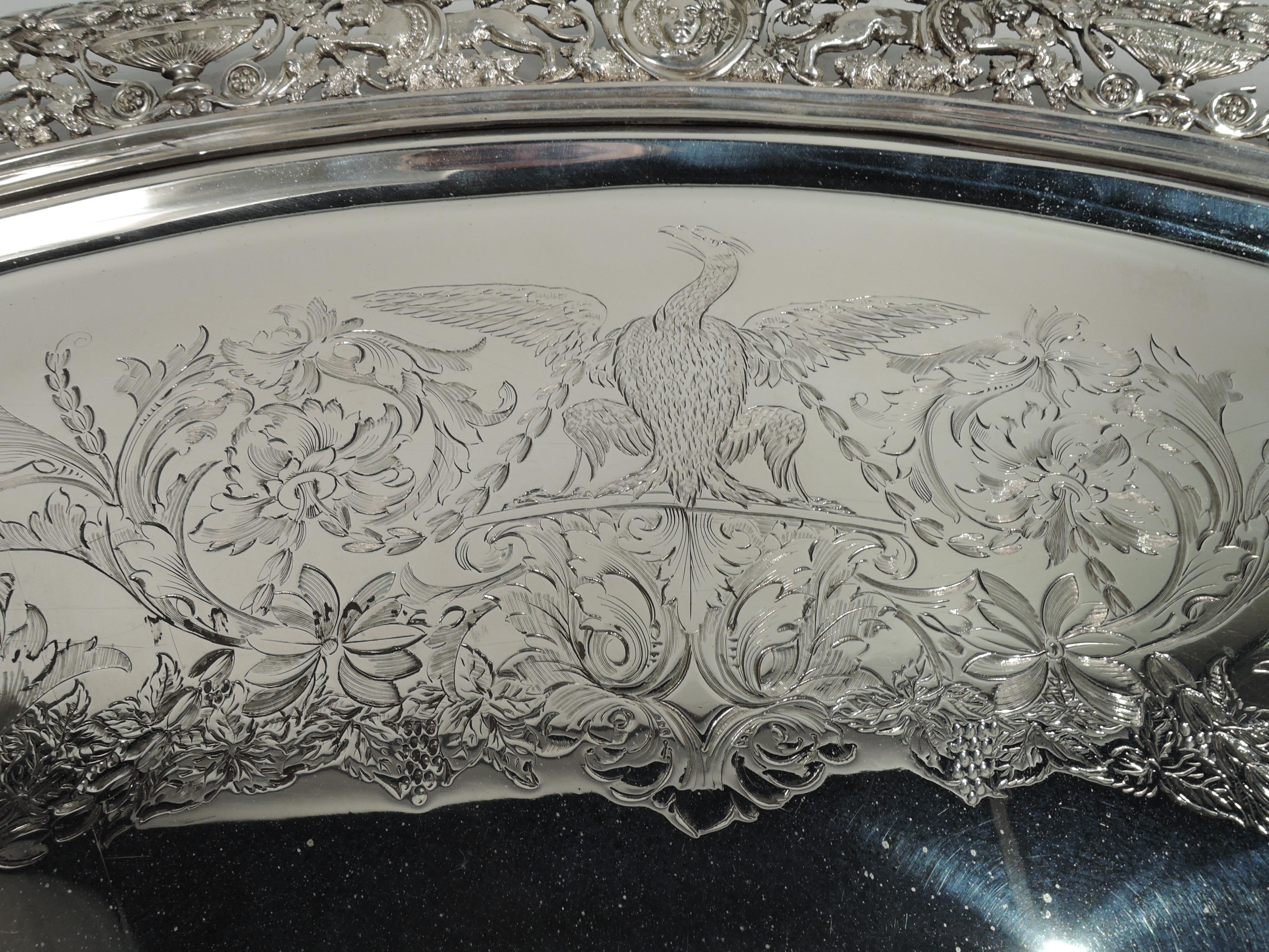 Antique English Victorian Classical Sterling Silver Tea Tray 3