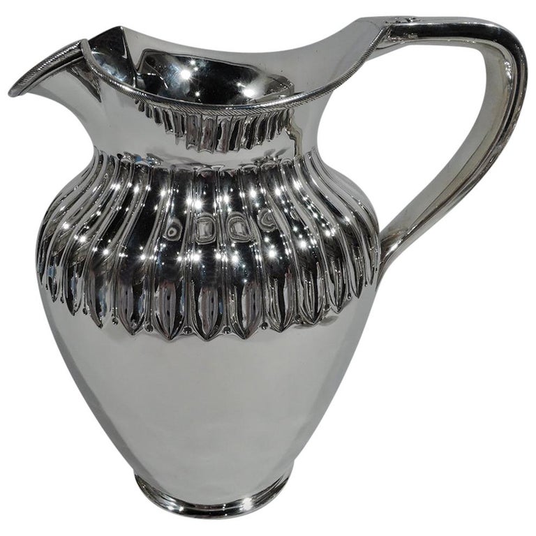 Antique English Victorian Classical Sterling Silver Water Pitcher For