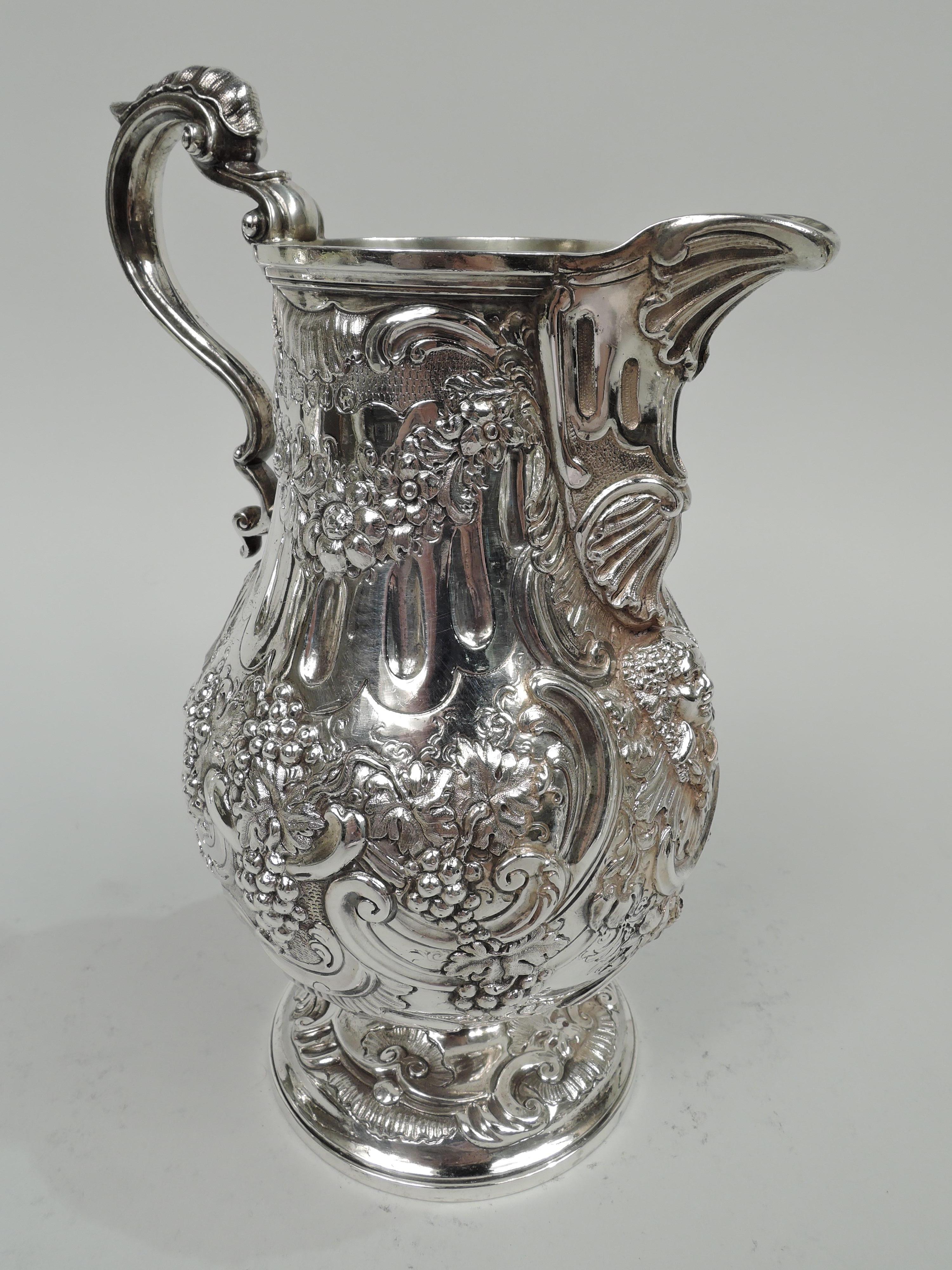 Antique English Victorian Classical Sterling Silver Wine Decanter Jug In Good Condition For Sale In New York, NY