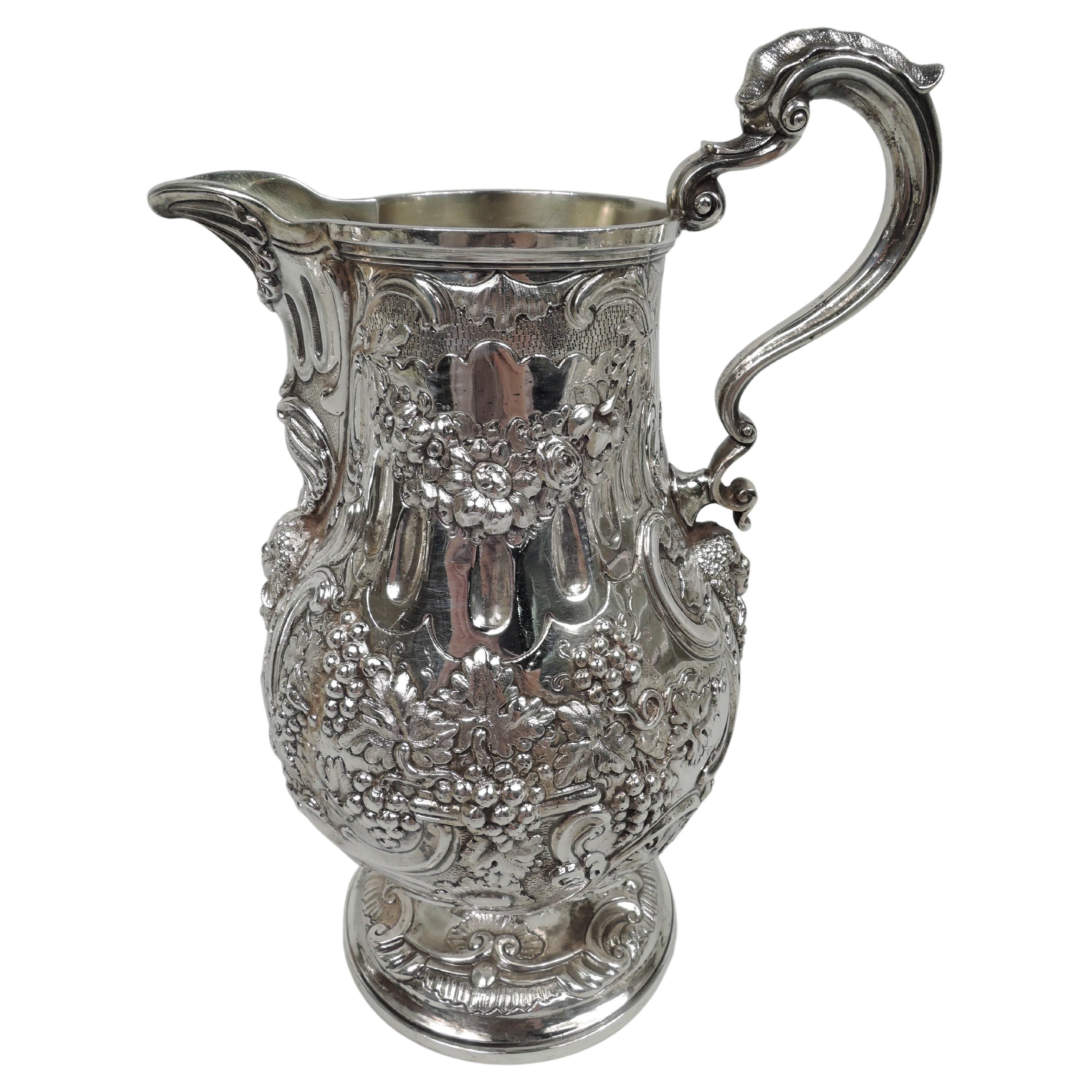 Antique English Victorian Classical Sterling Silver Wine Decanter Jug For Sale