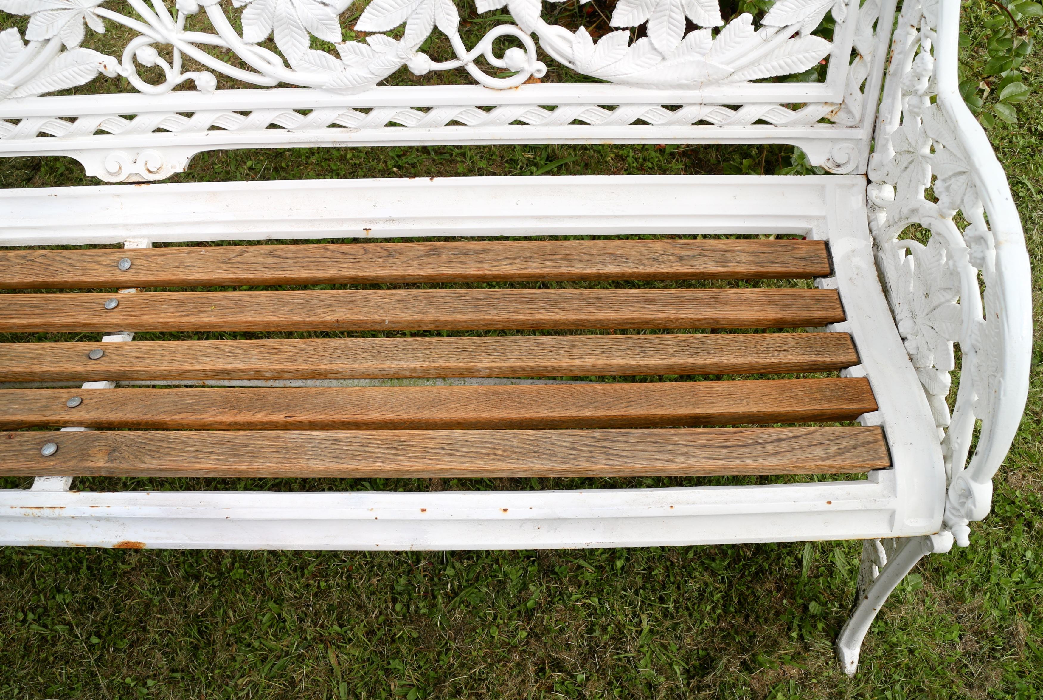Antique English Victorian Coalbrookdale Horse Chestnut Pattern Garden Seat/Bench 3