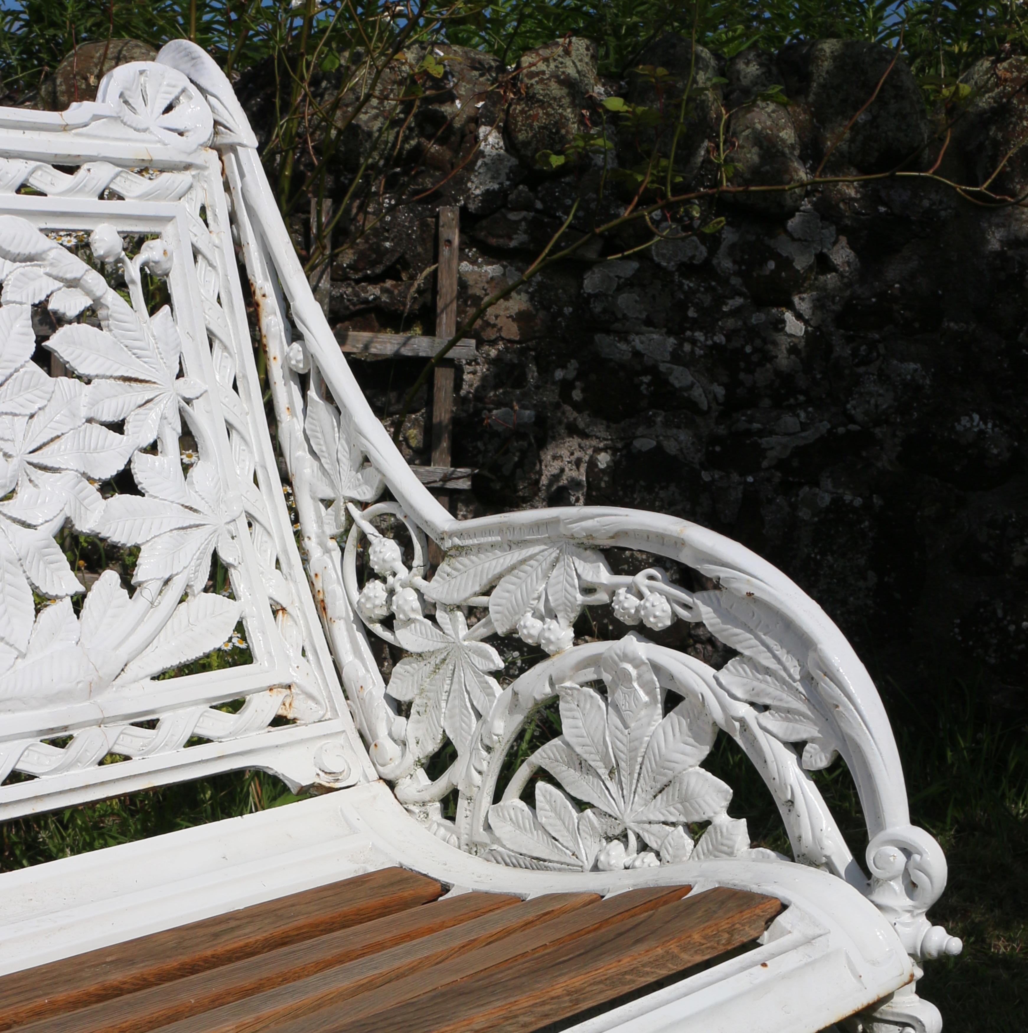 Antique English Victorian Coalbrookdale Horse Chestnut Pattern Garden Seat/Bench 11