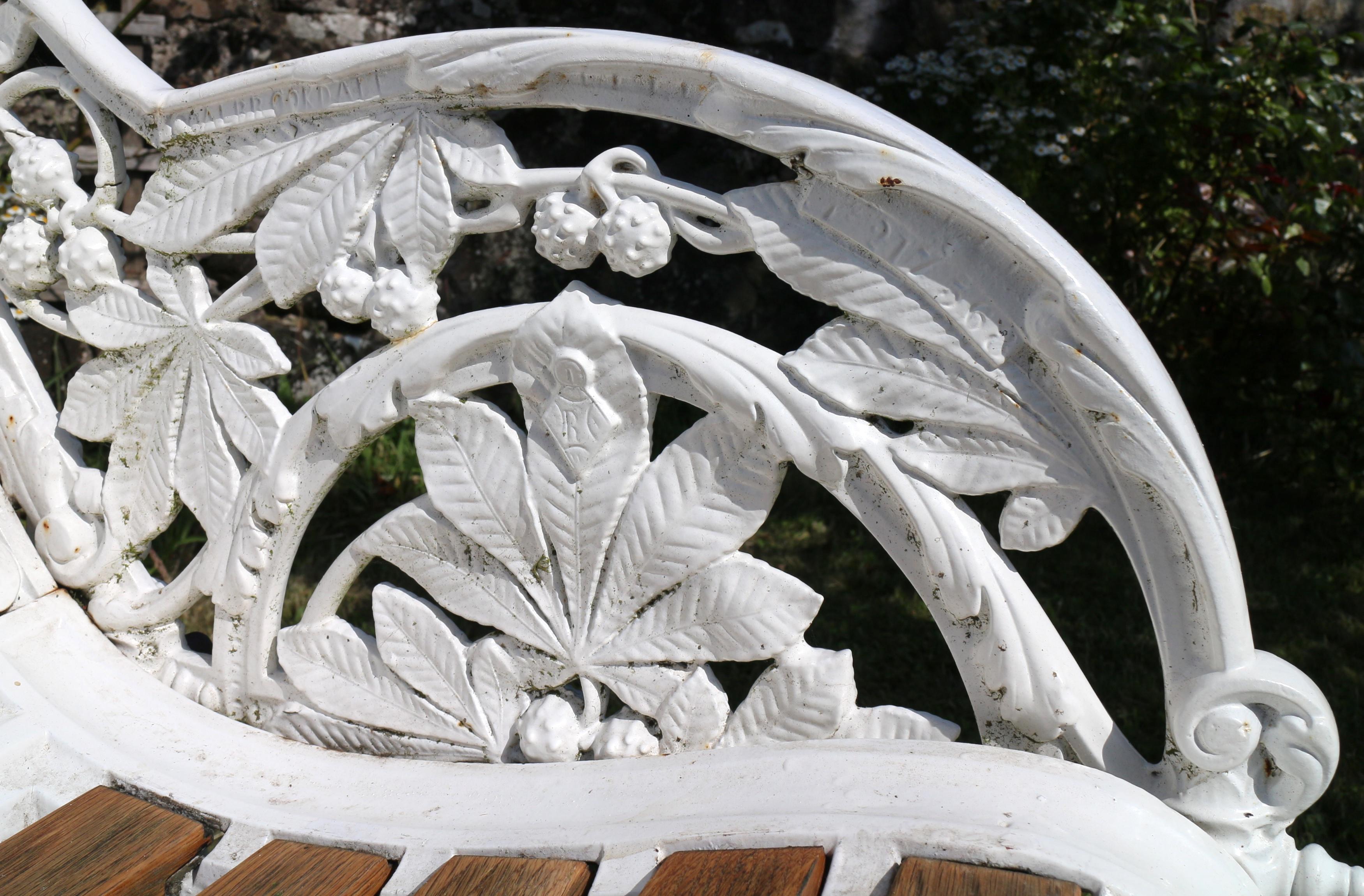 Antique English Victorian Coalbrookdale Horse Chestnut Pattern Garden Seat/Bench 12