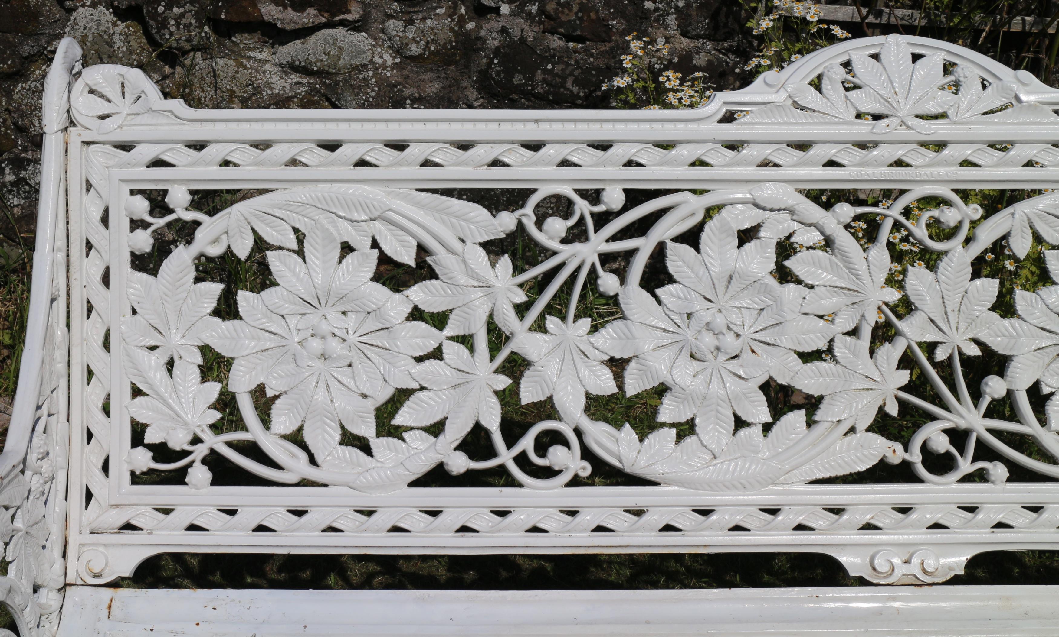 Cast Antique English Victorian Coalbrookdale Horse Chestnut Pattern Garden Seat/Bench