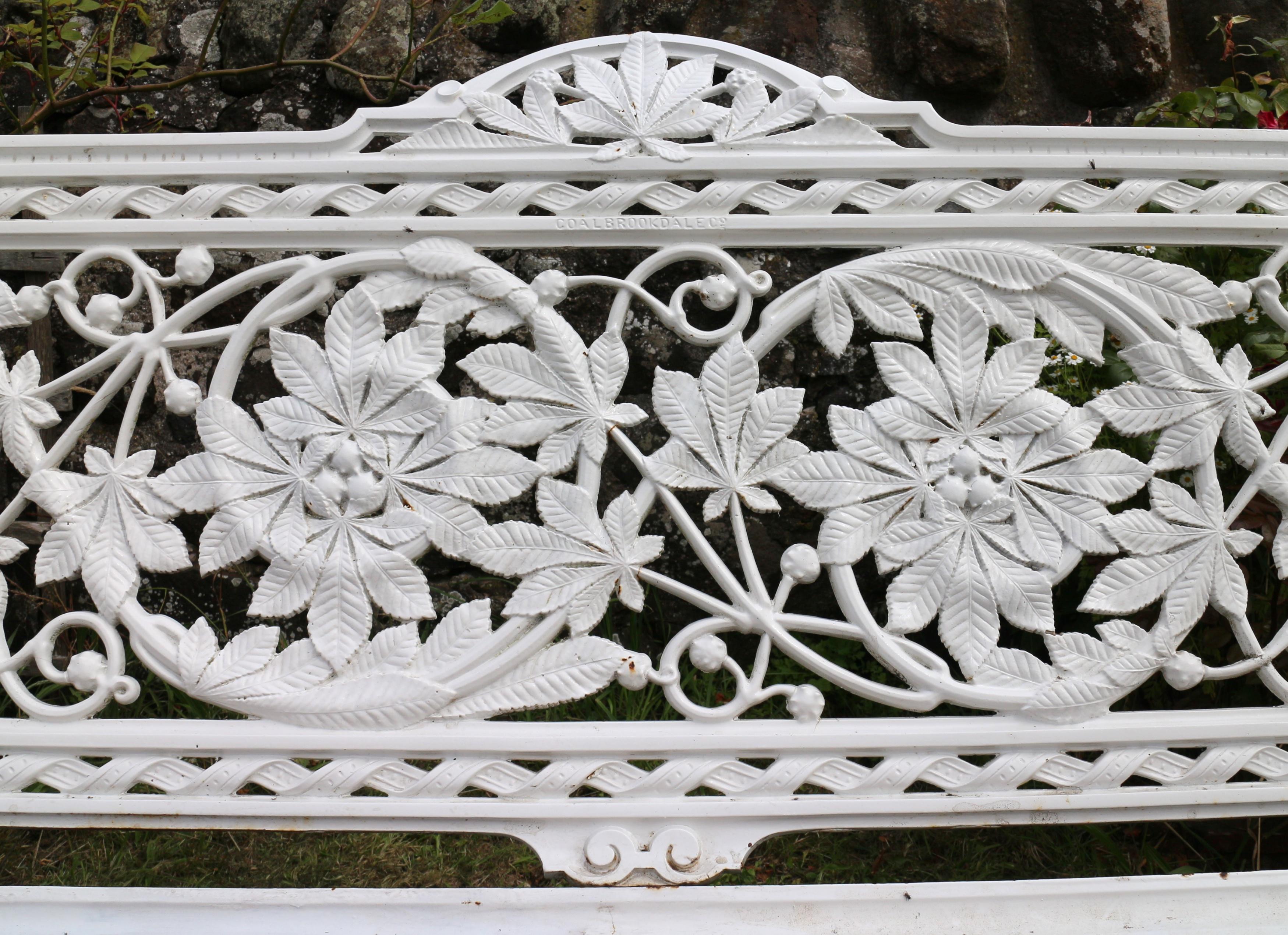 19th Century Antique English Victorian Coalbrookdale Horse Chestnut Pattern Garden Seat/Bench