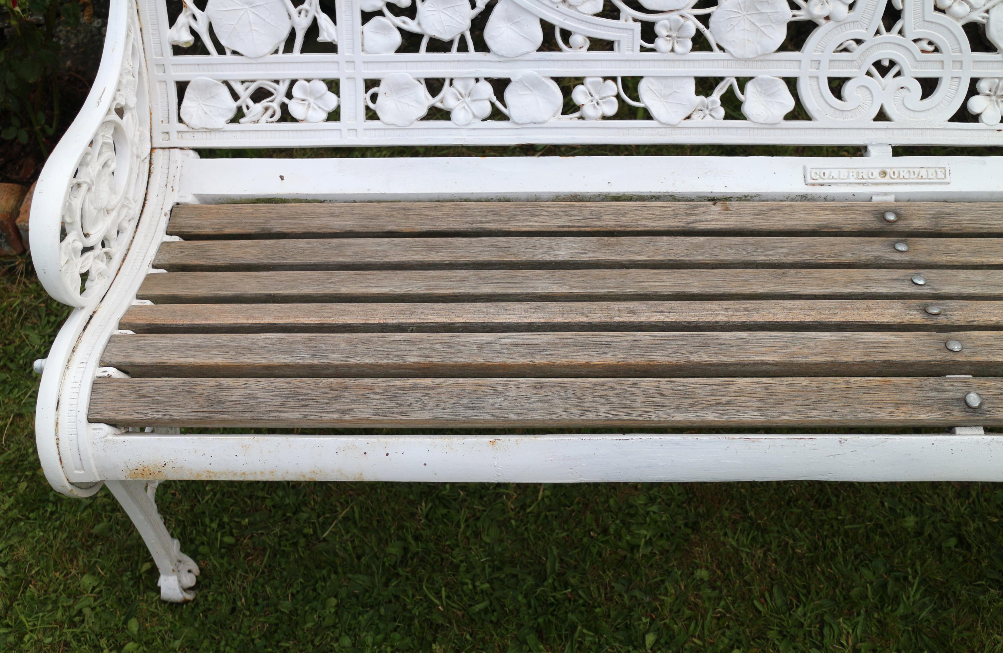 Antique English Victorian Coalbrookdale Nasturtium Pattern Garden Seat/Bench 9
