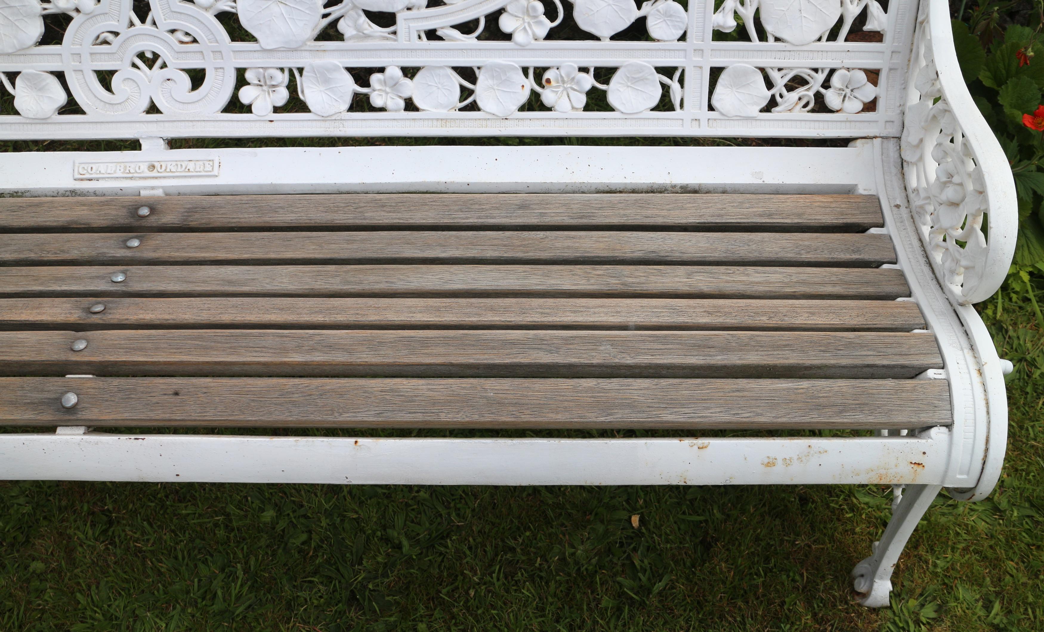 Antique English Victorian Coalbrookdale Nasturtium Pattern Garden Seat/Bench 10